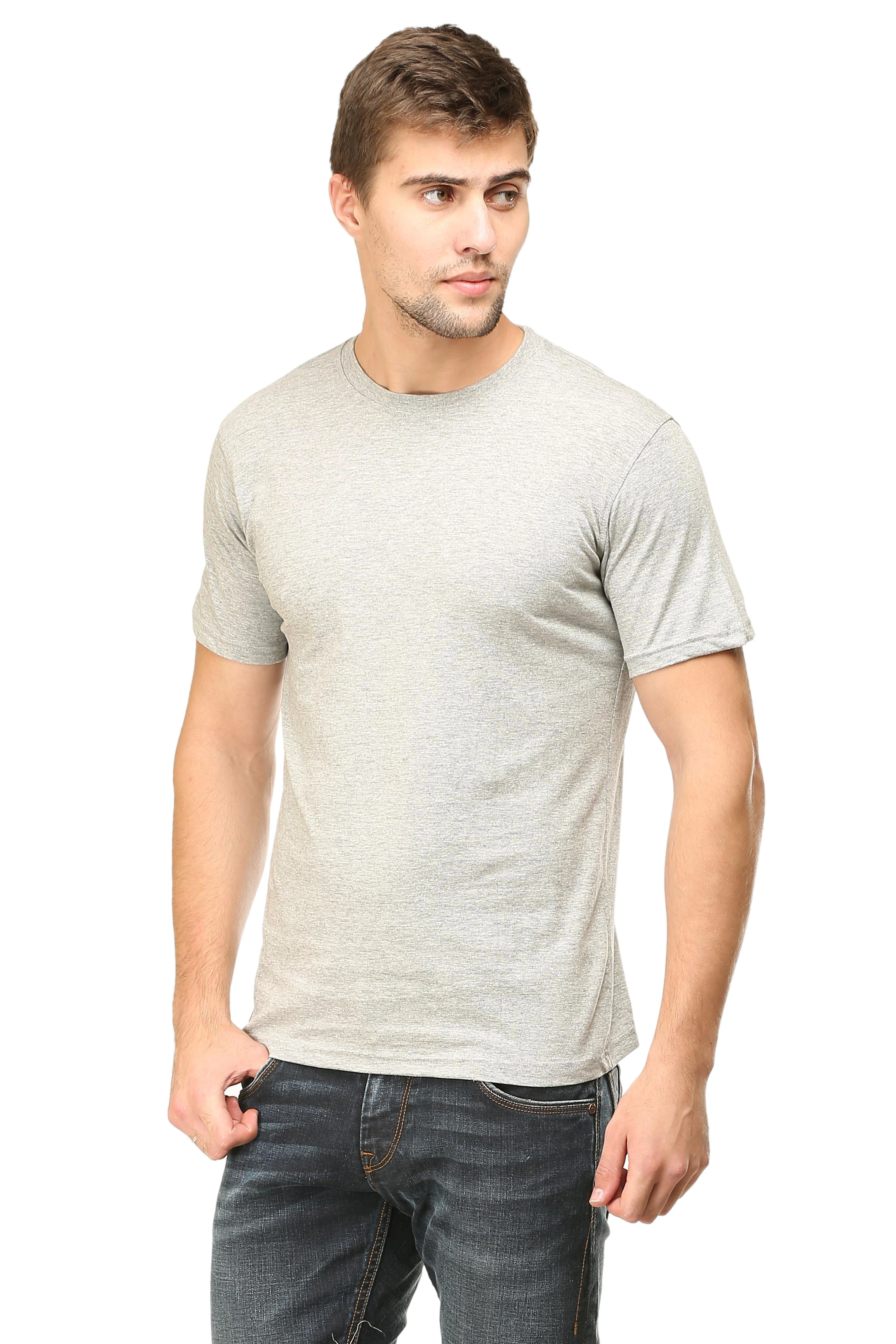 Round Neck Half Sleeve Classic-Grey Melange-S-3