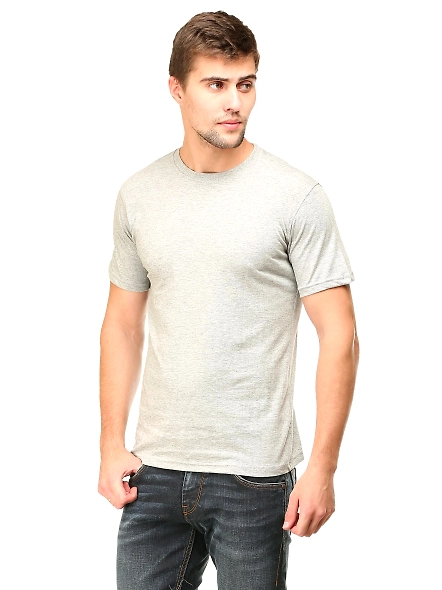 Round Neck Half Sleeve Classic-Grey Melange-M-3