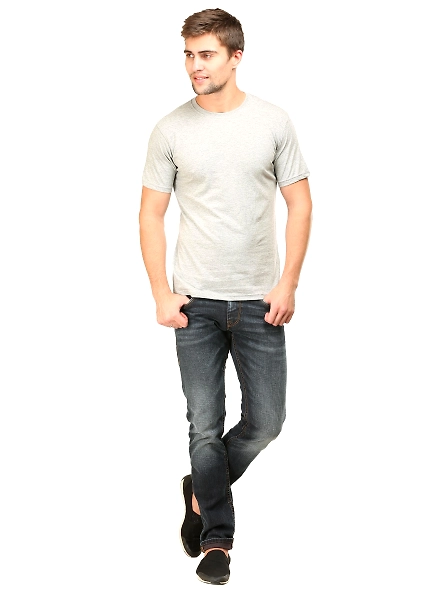 Round Neck Half Sleeve Classic-Grey Melange-3XL-1