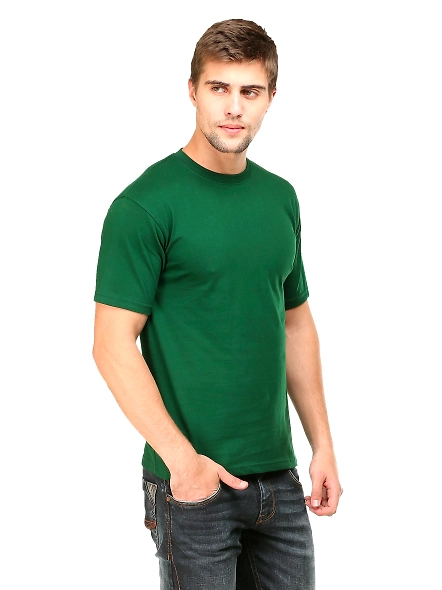 Round Neck Half Sleeve Classic-Bottle Green-S-2