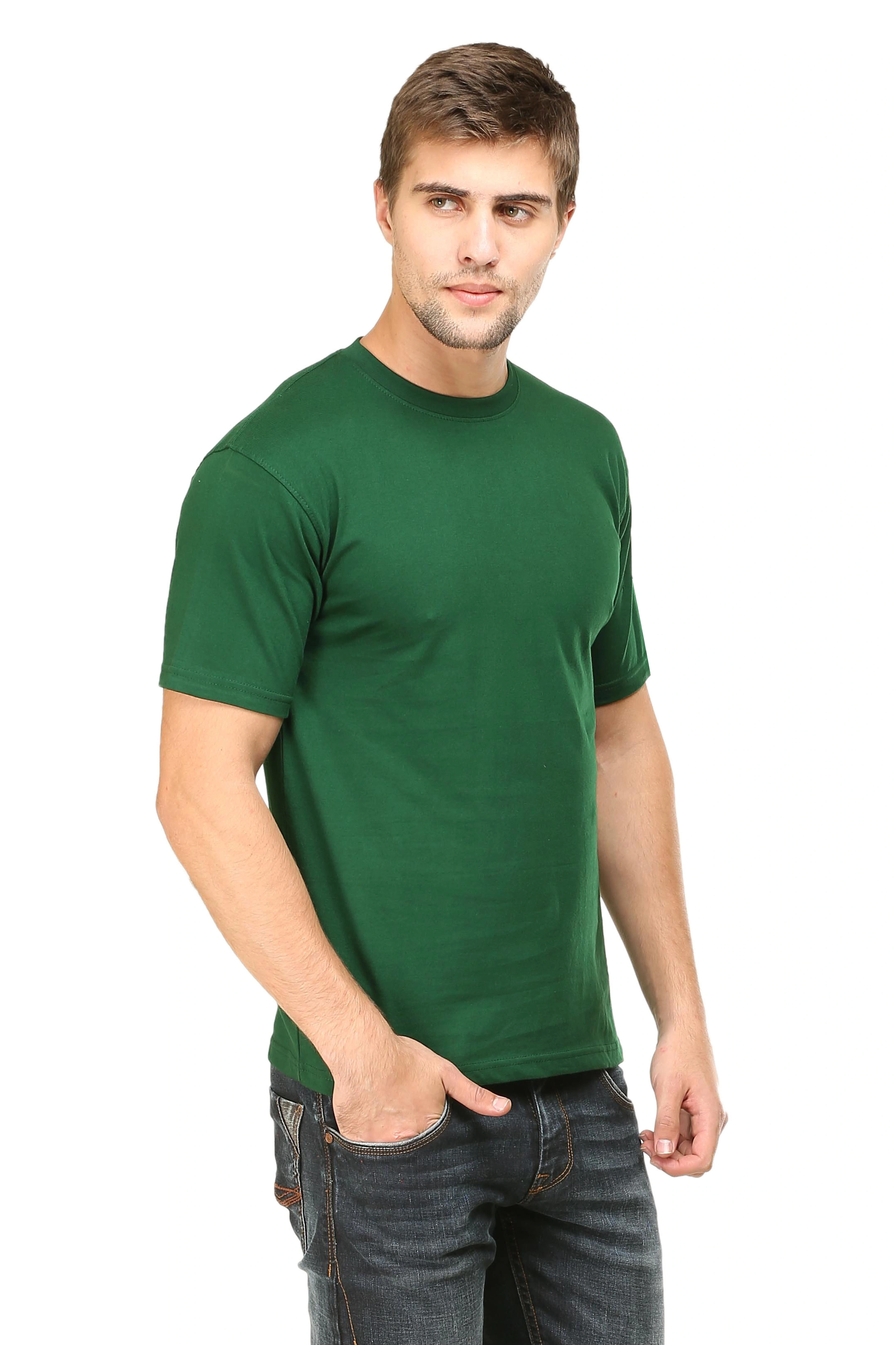 Round Neck Half Sleeve Classic-Bottle Green-XL-2