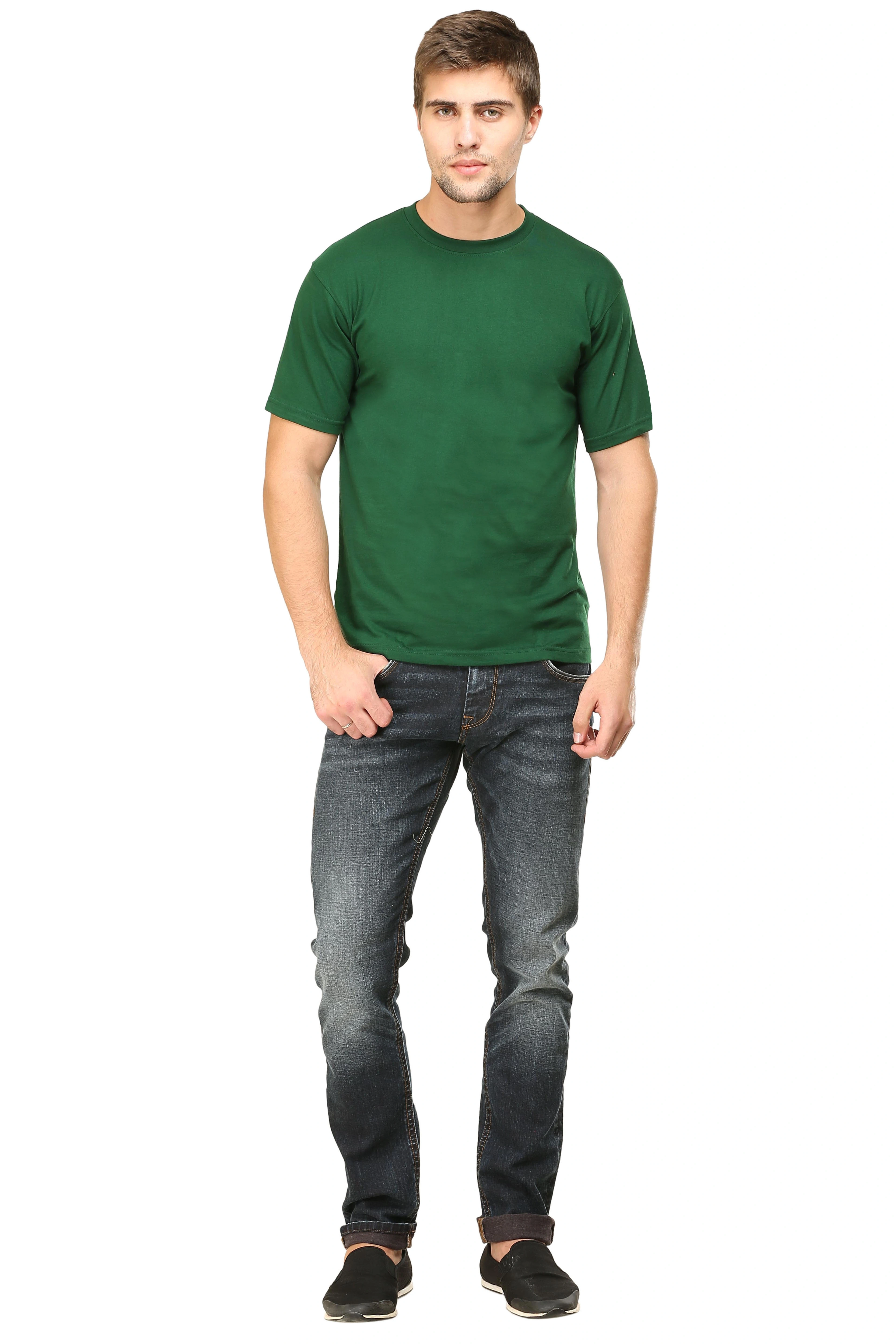 Round Neck Half Sleeve Classic-Bottle Green-XXL-1