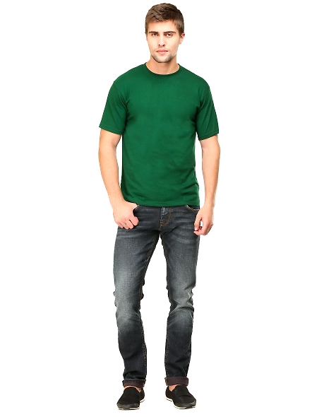 Round Neck Half Sleeve Classic-Bottle Green-3XL-1