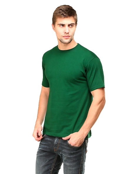 Round Neck Half Sleeve Classic-Bottle Green-3XL-3