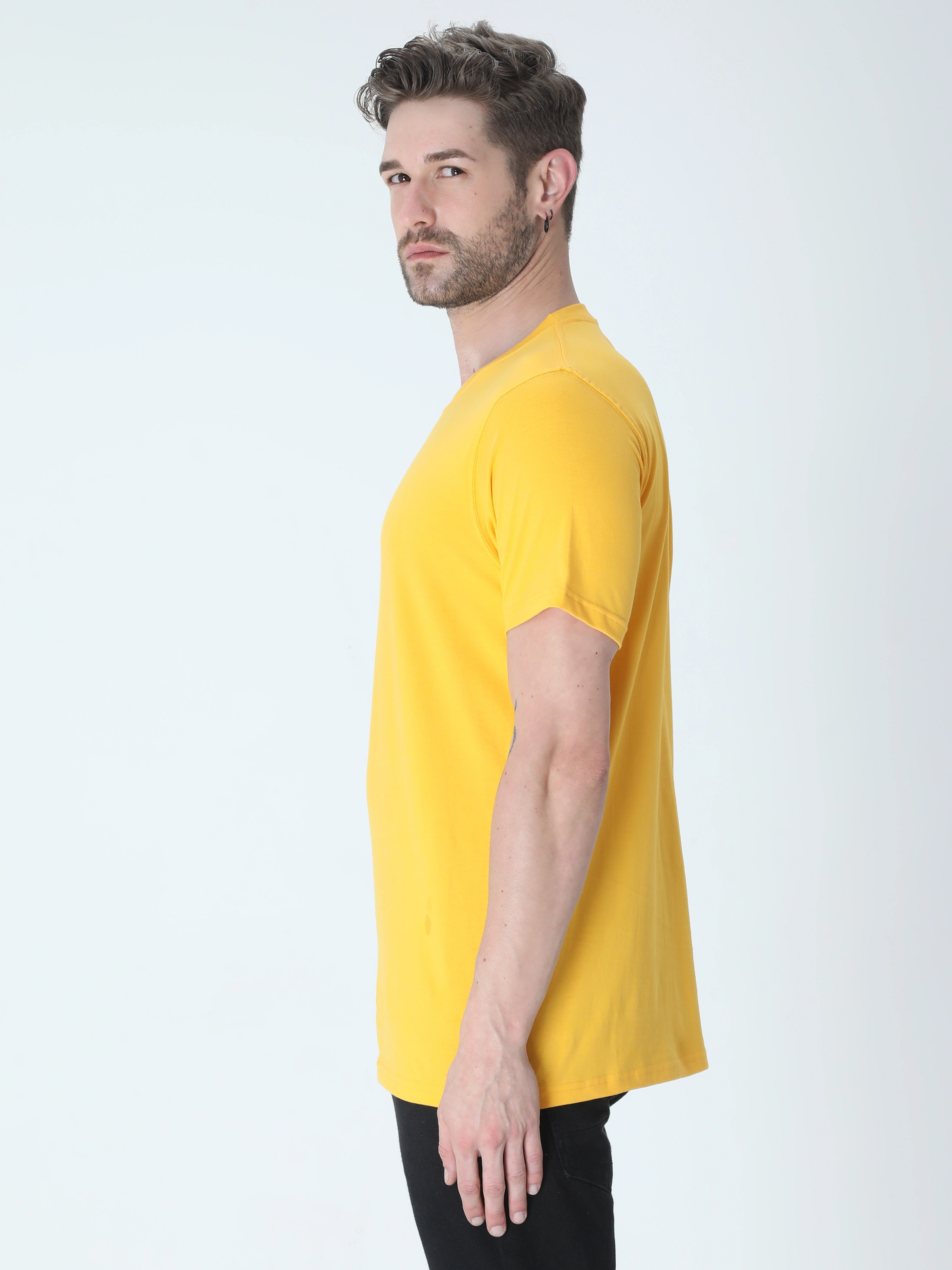 Round Neck Half Sleeve Classic-Golden Yellow-S-1