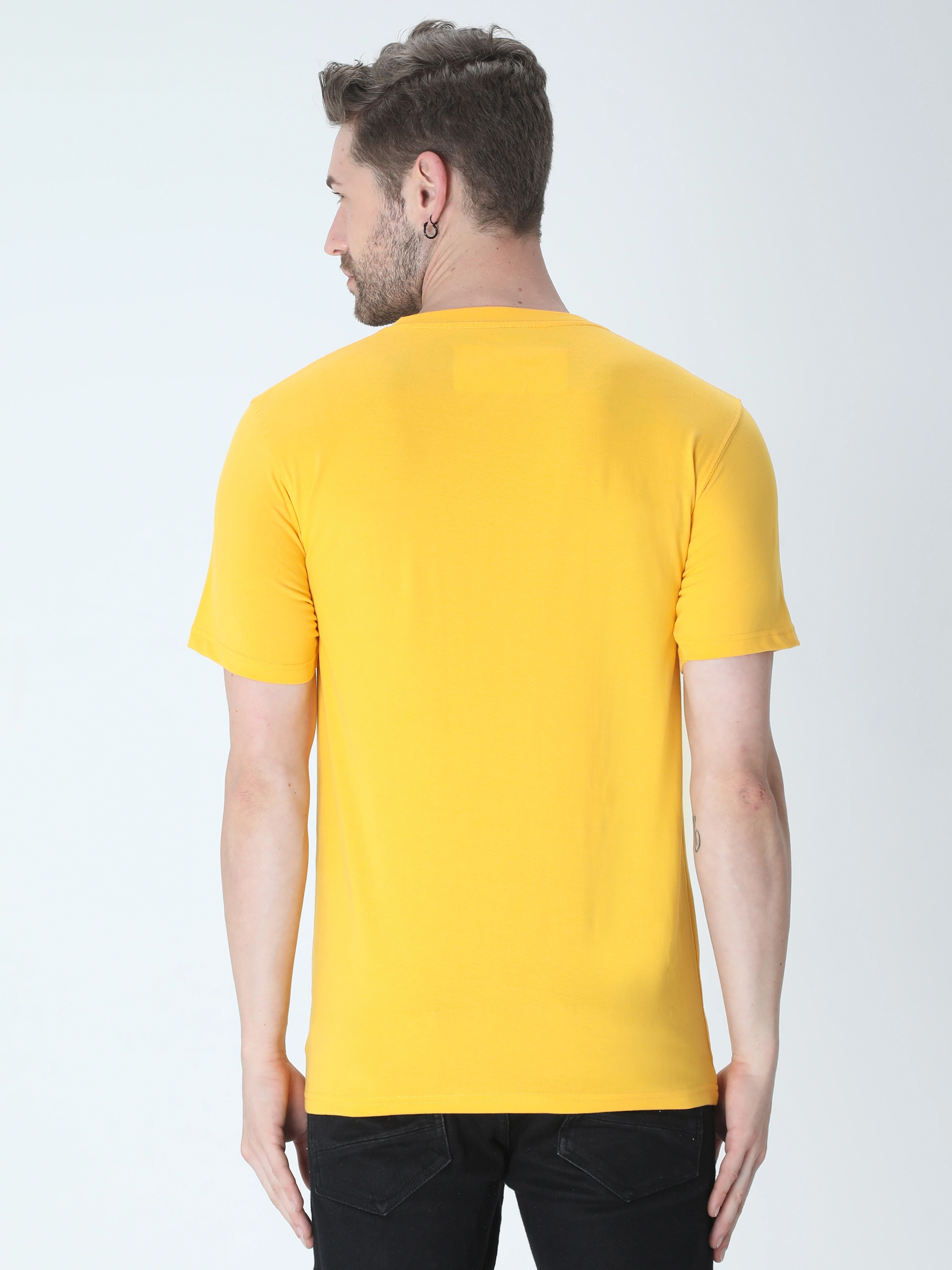 Round Neck Half Sleeve Classic-Golden Yellow-S-3