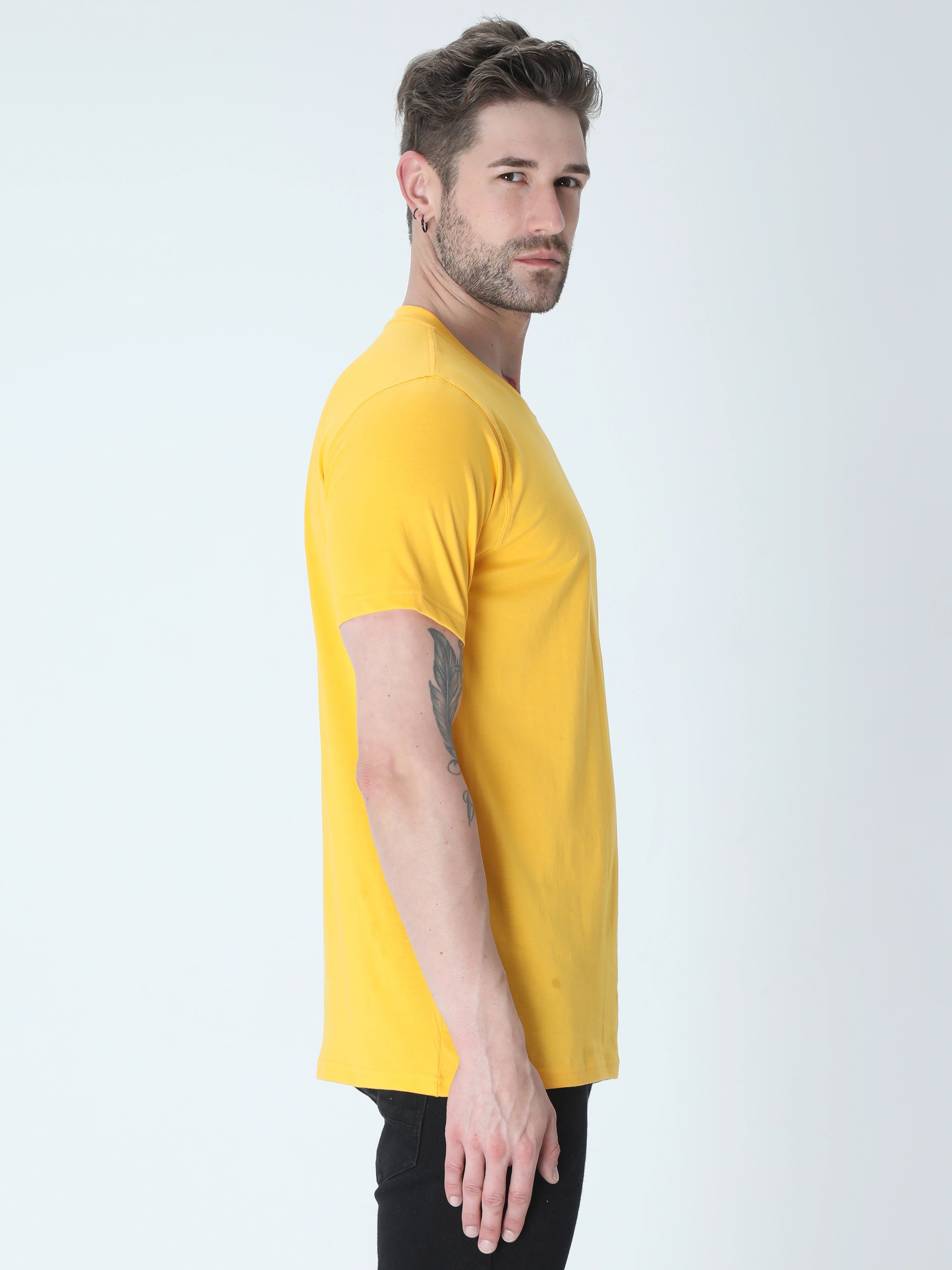 Round Neck Half Sleeve Classic-Golden Yellow-XL-2