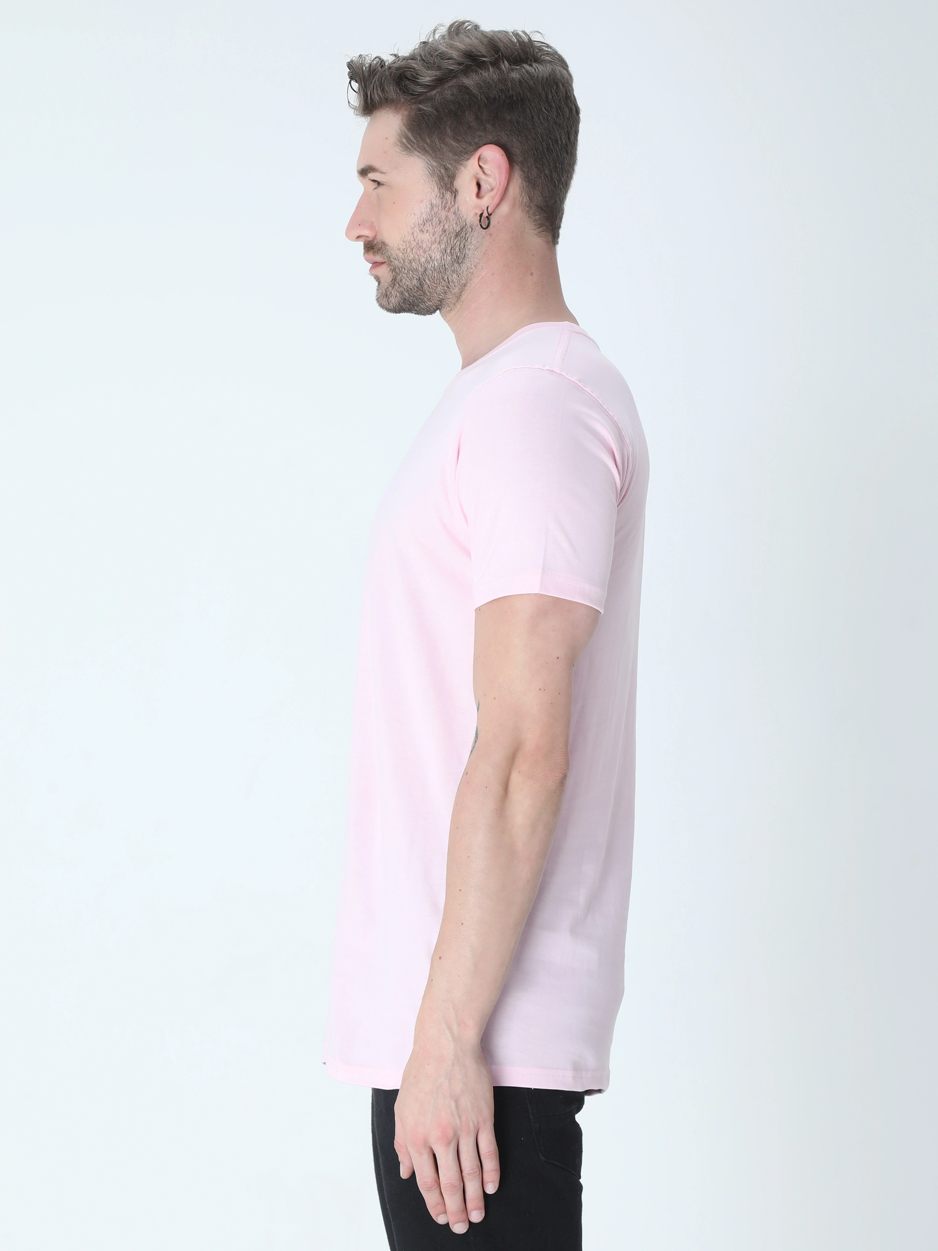 Round Neck Half Sleeve Classic-Light Baby Pink-S-1