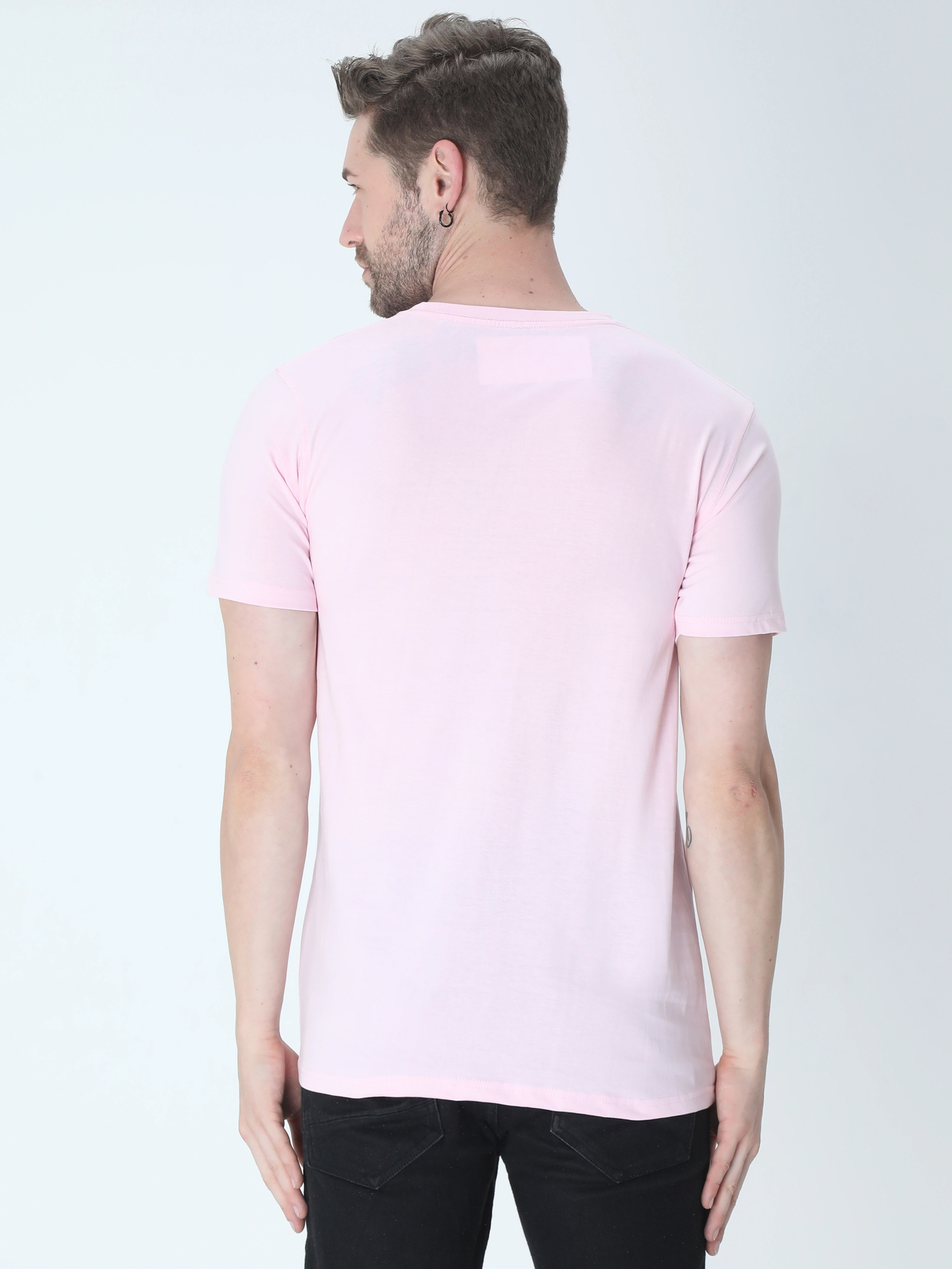 Round Neck Half Sleeve Classic-Light Baby Pink-S-3