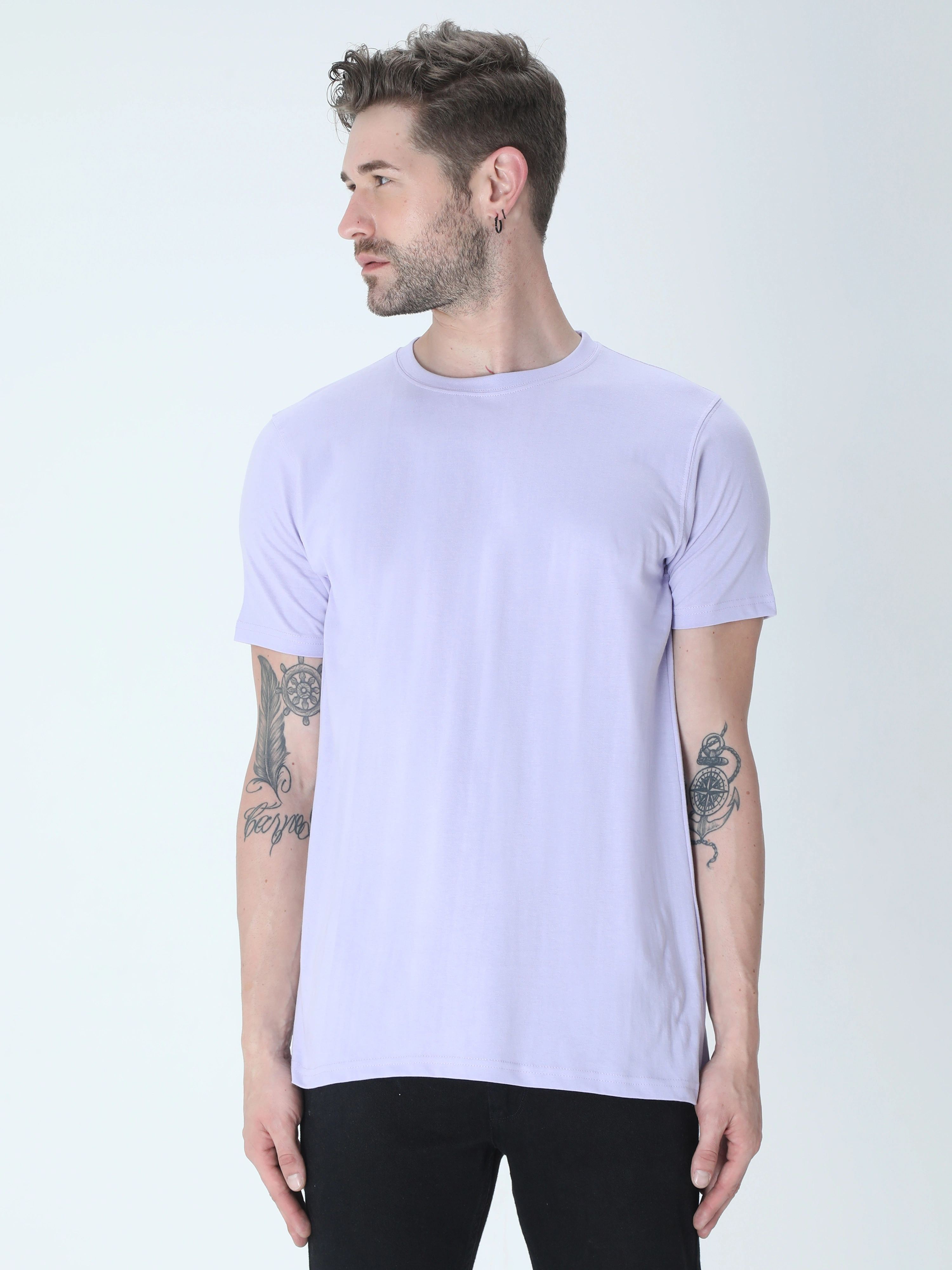 Round Neck Half Sleeve Classic-Lavender-M-3