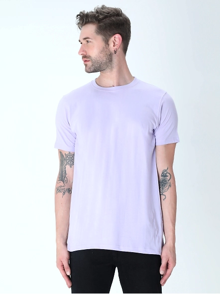 Round Neck Half Sleeve Classic-Lavender-L-3