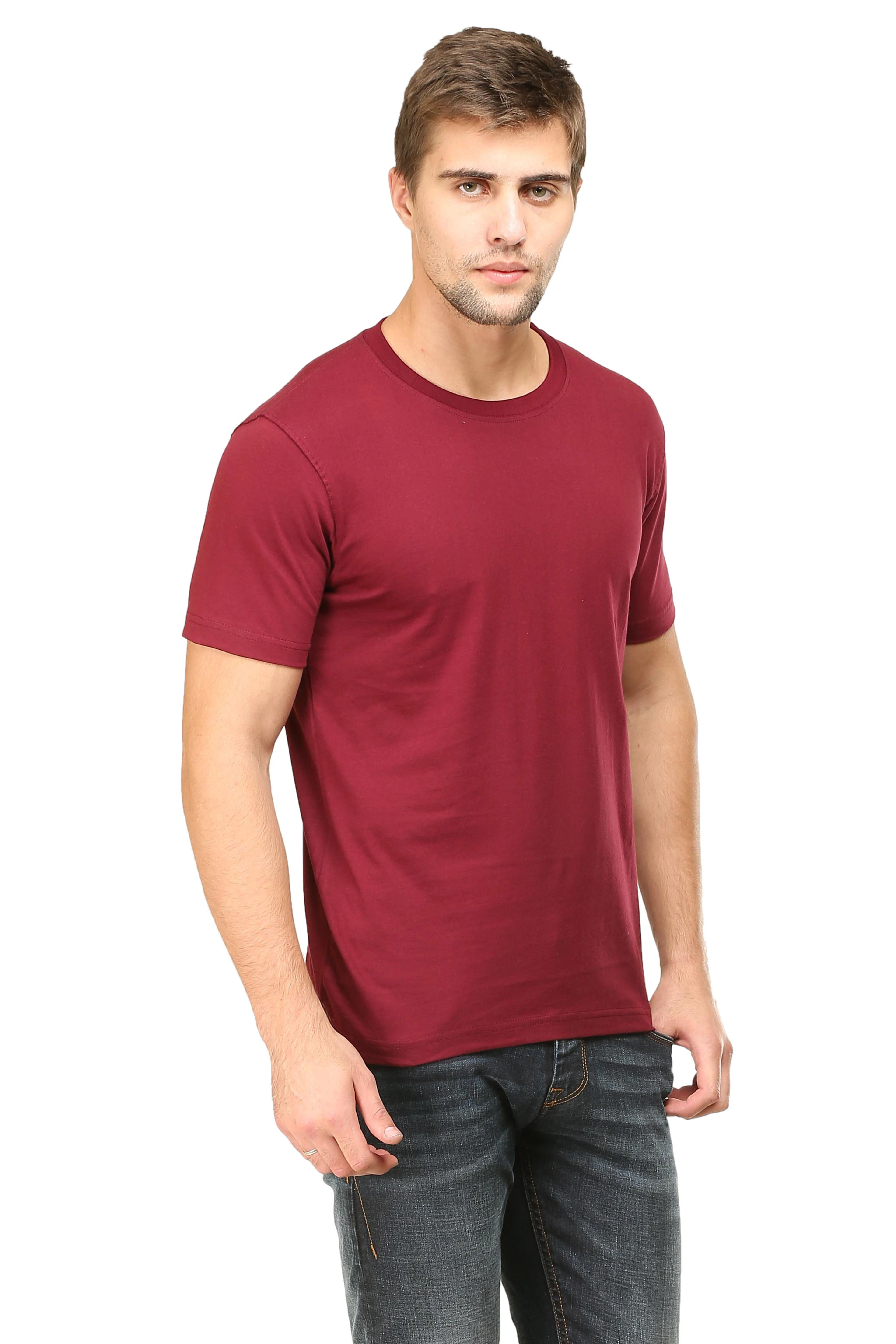 Round Neck Half Sleeve Classic-Maroon-S-1