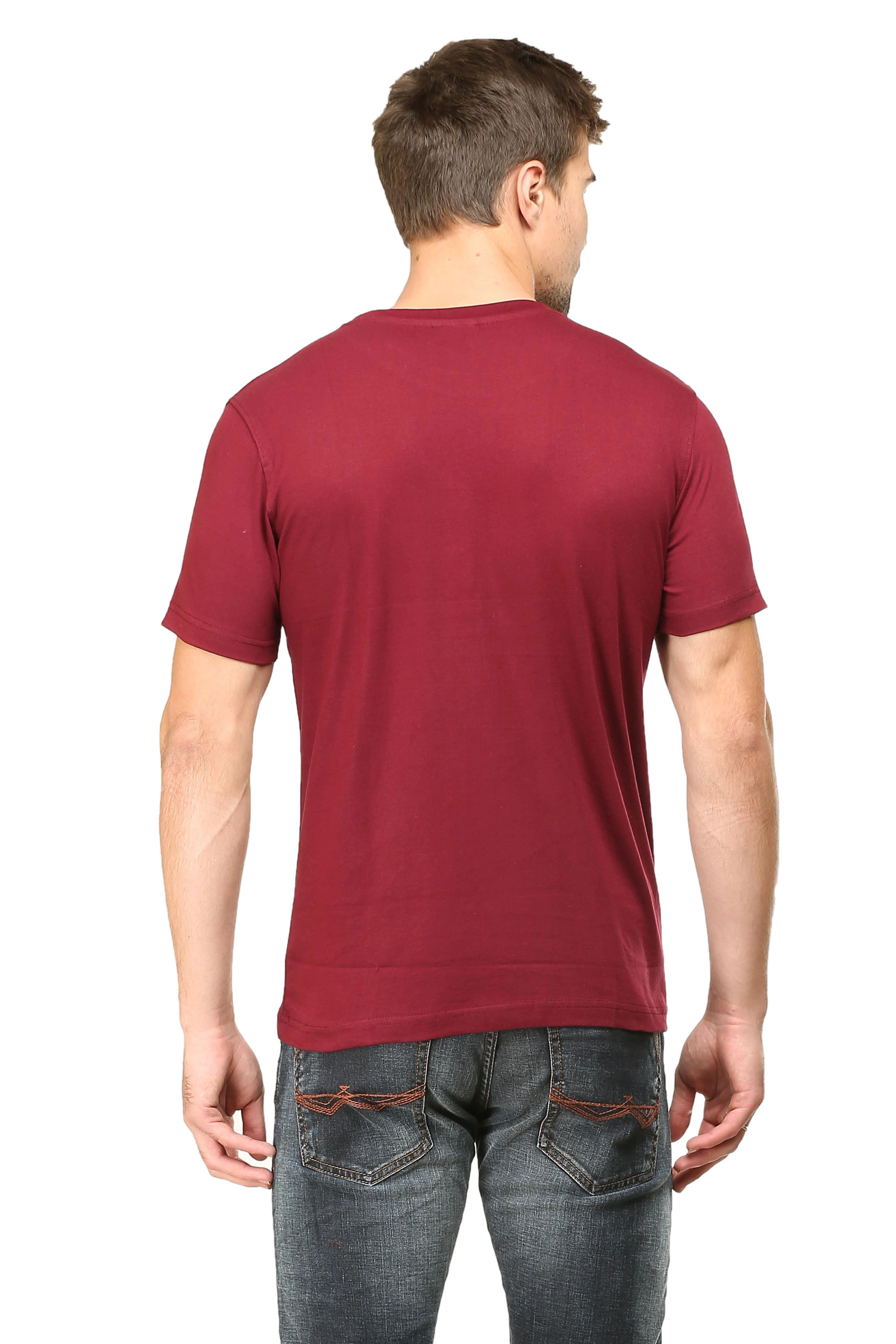 Round Neck Half Sleeve Classic-Maroon-S-4