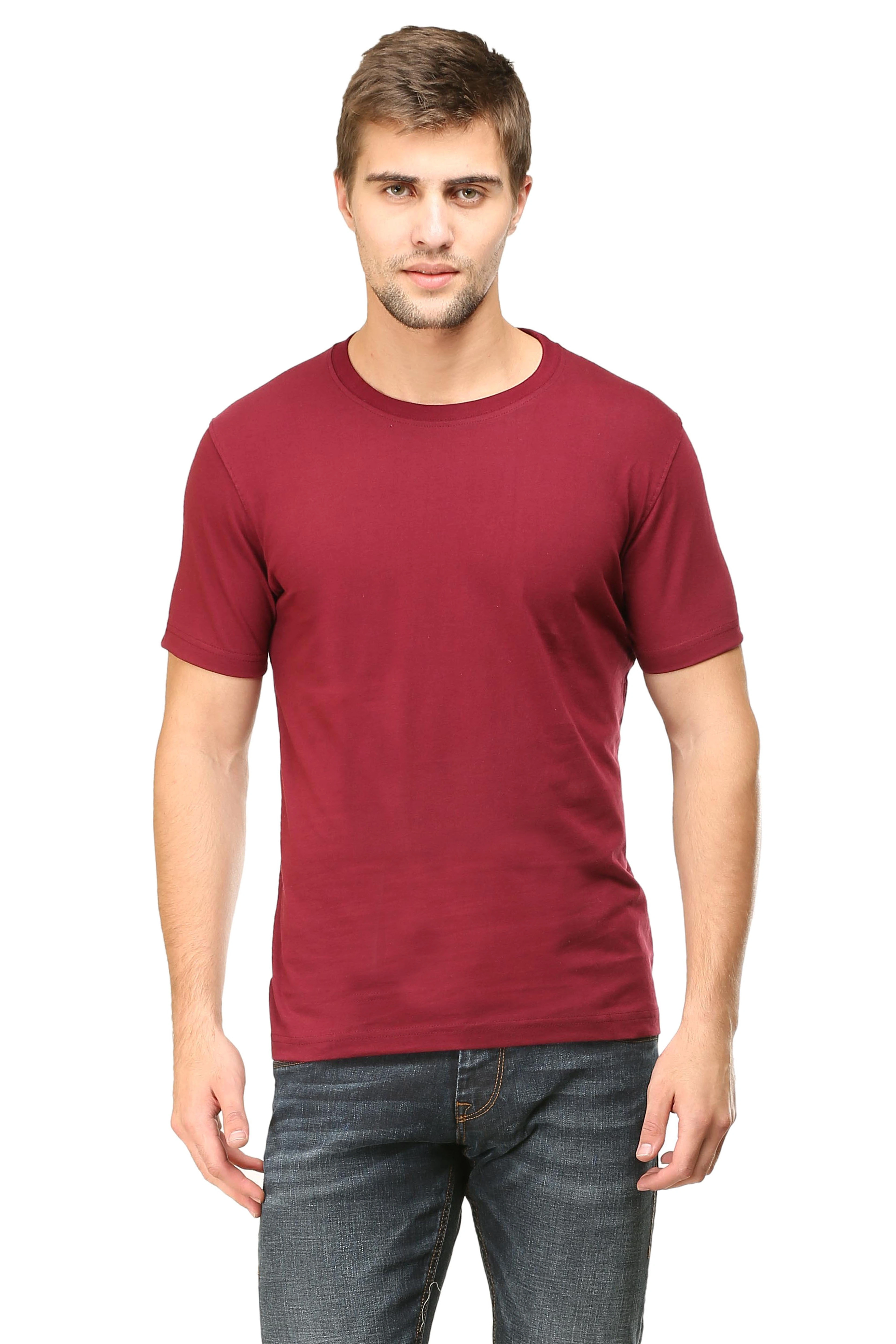 Round Neck Half Sleeve Classic-Maroon-L-3