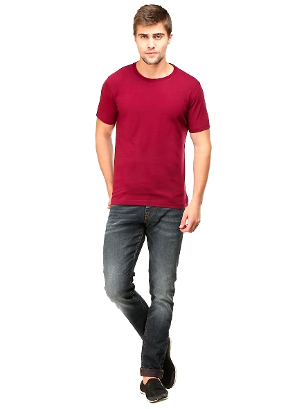 Round Neck Half Sleeve Classic-Maroon-XXL-2
