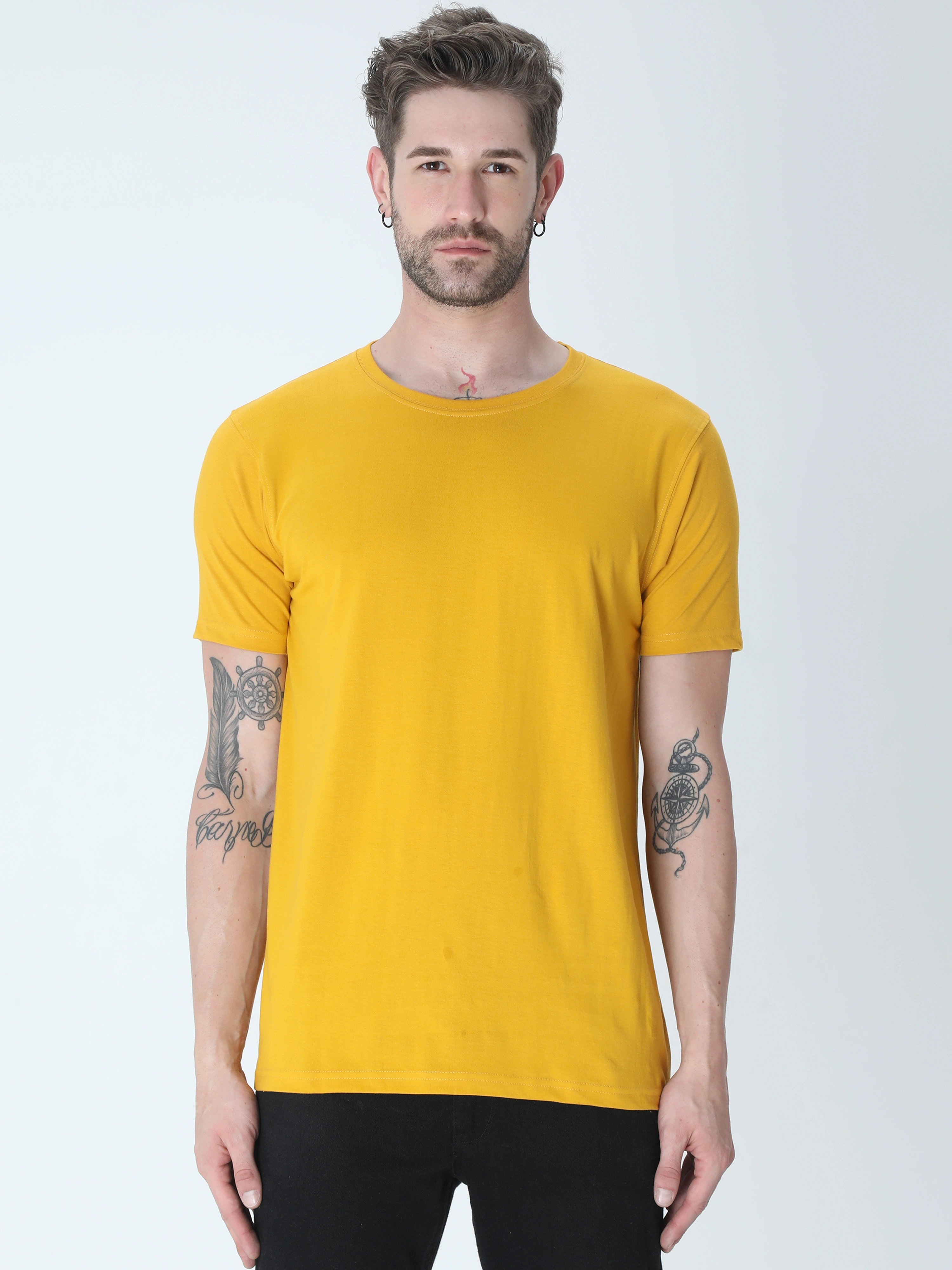 Round Neck Half Sleeve Classic-MRnHs-MYl-S