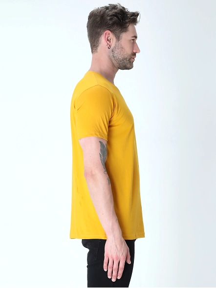 Round Neck Half Sleeve Classic-Mustard Yellow-S-2