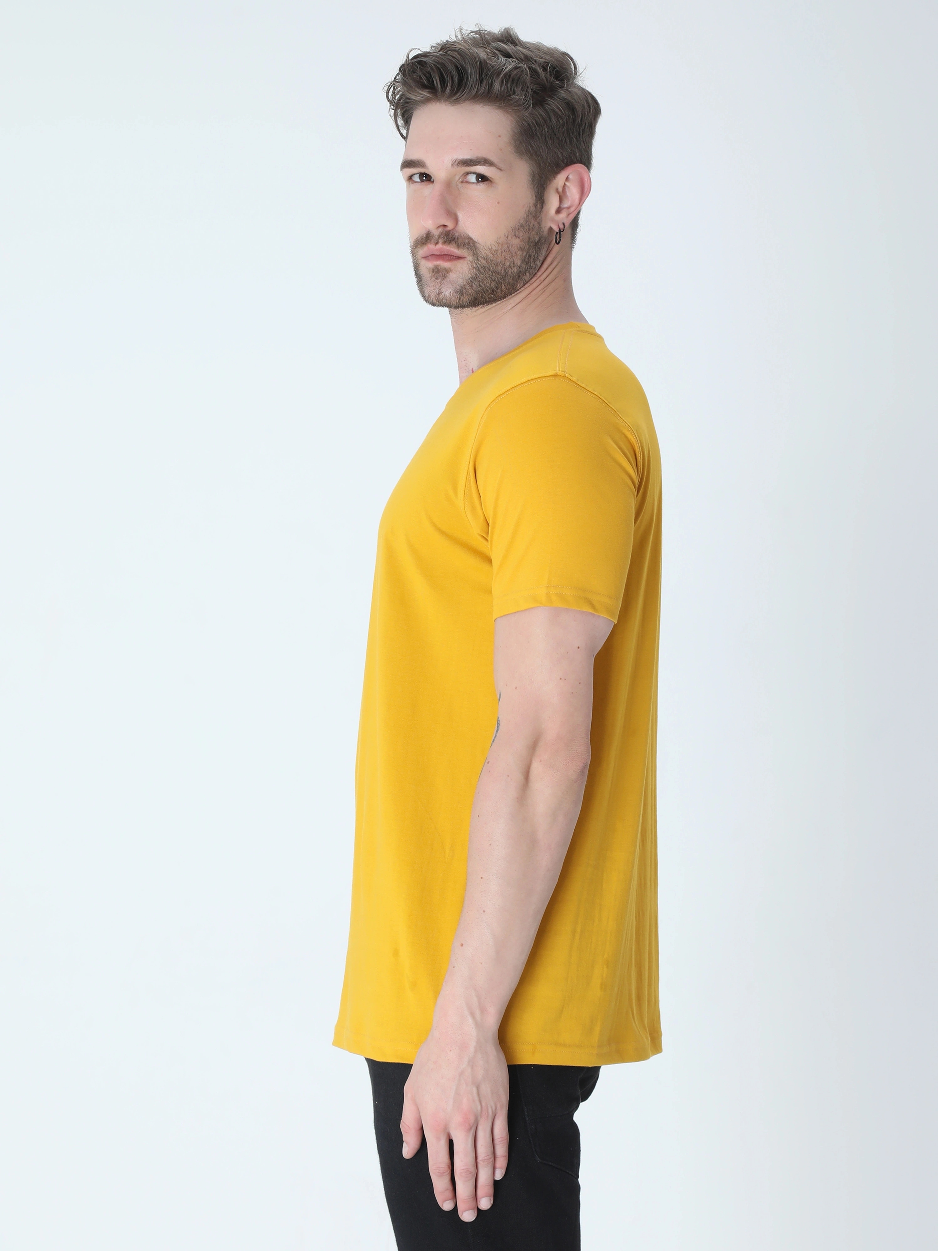 Round Neck Half Sleeve Classic-Mustard Yellow-XXL-1