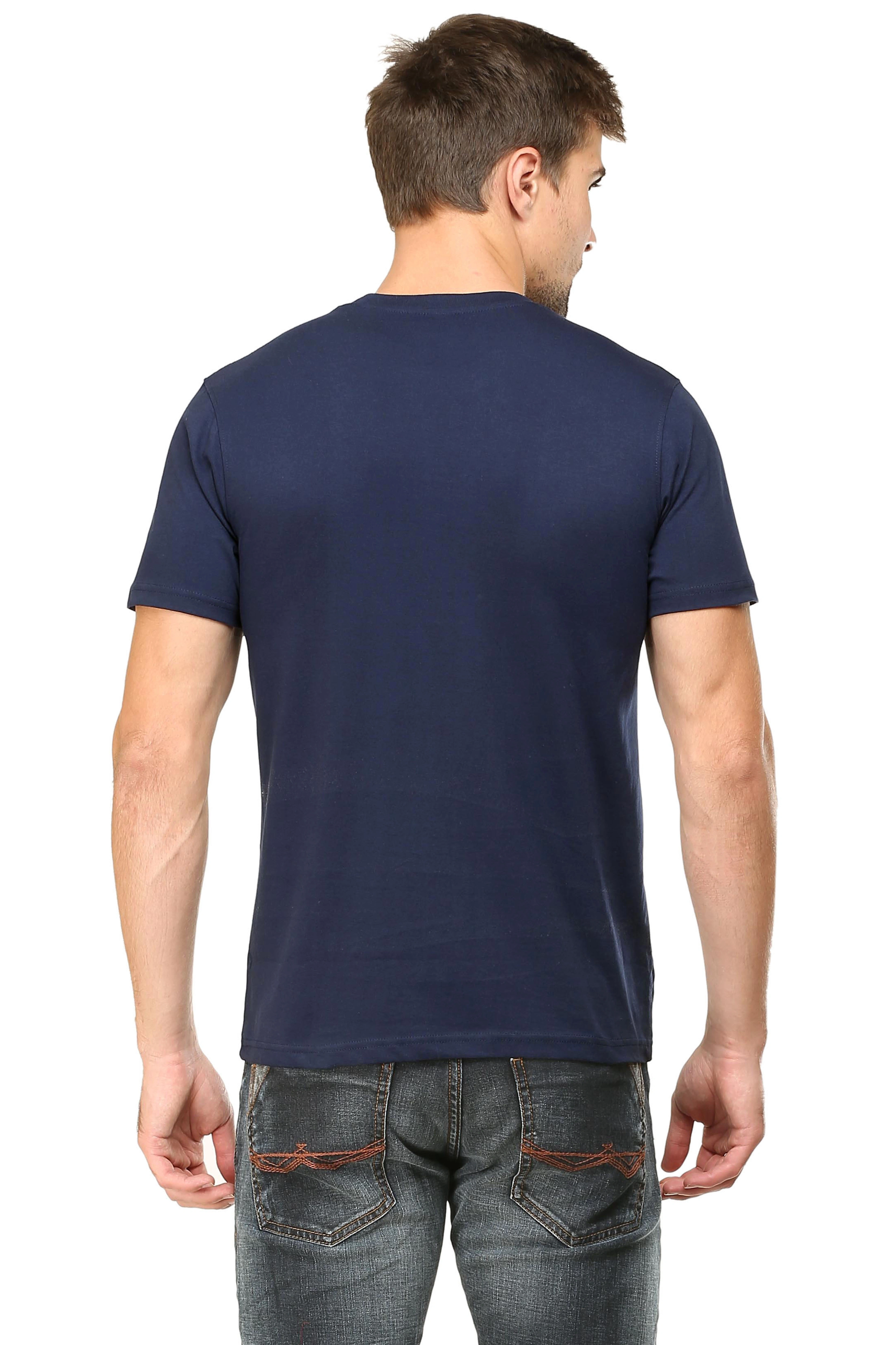 Round Neck Half Sleeve Classic-Navy Blue-S-4