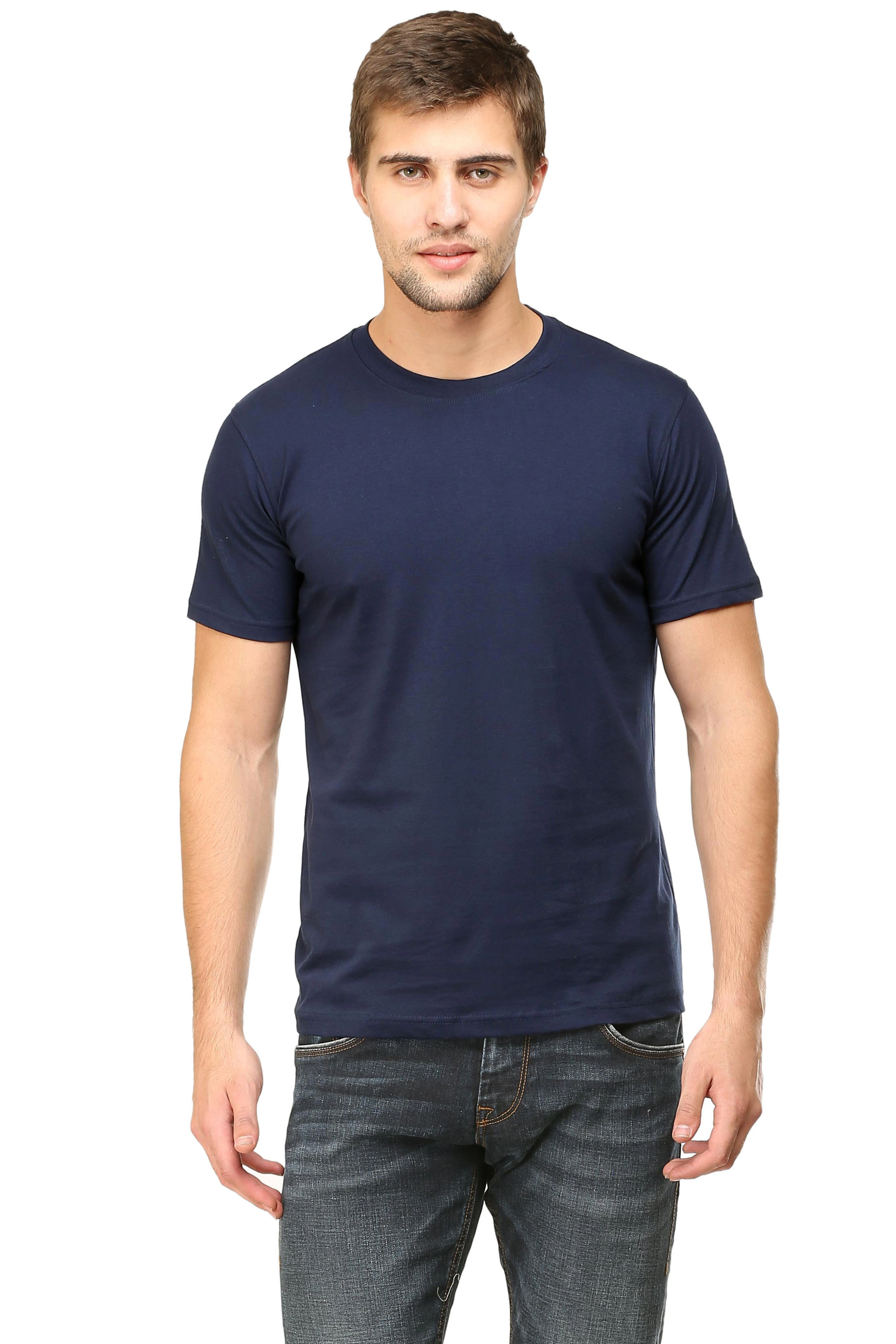 Round Neck Half Sleeve Classic-Navy Blue-M-2