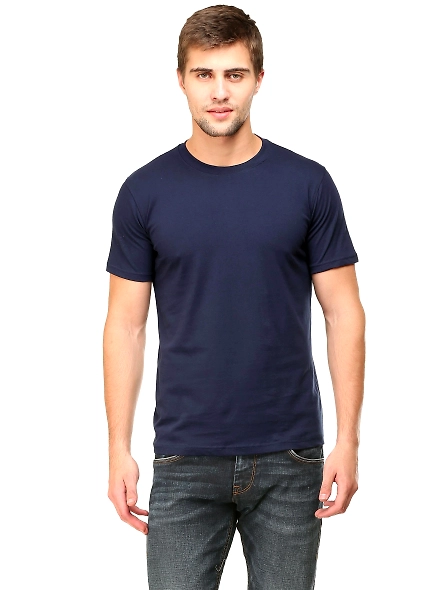 Round Neck Half Sleeve Classic-Navy Blue-L-2