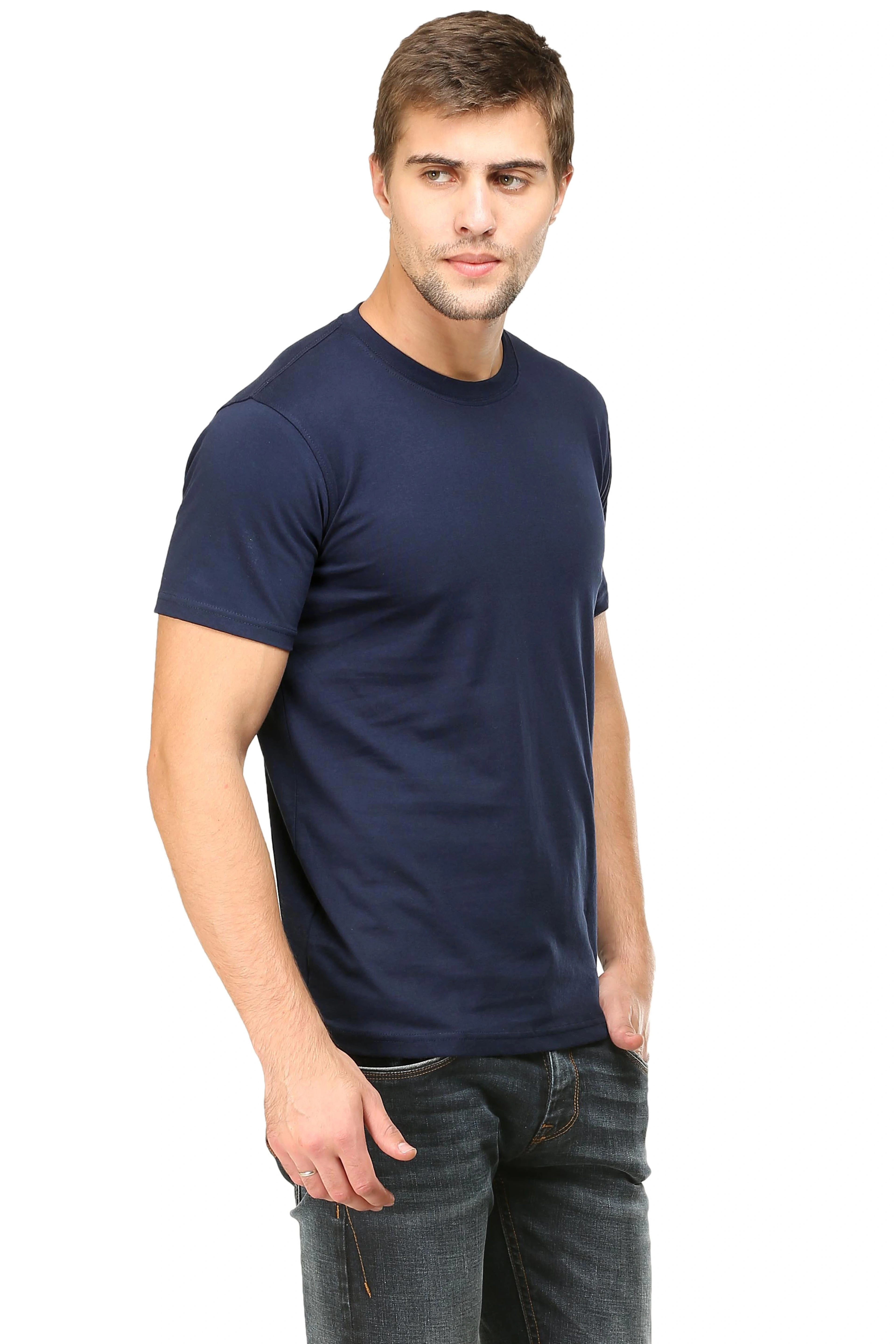 Round Neck Half Sleeve Classic-Navy Blue-XL-1