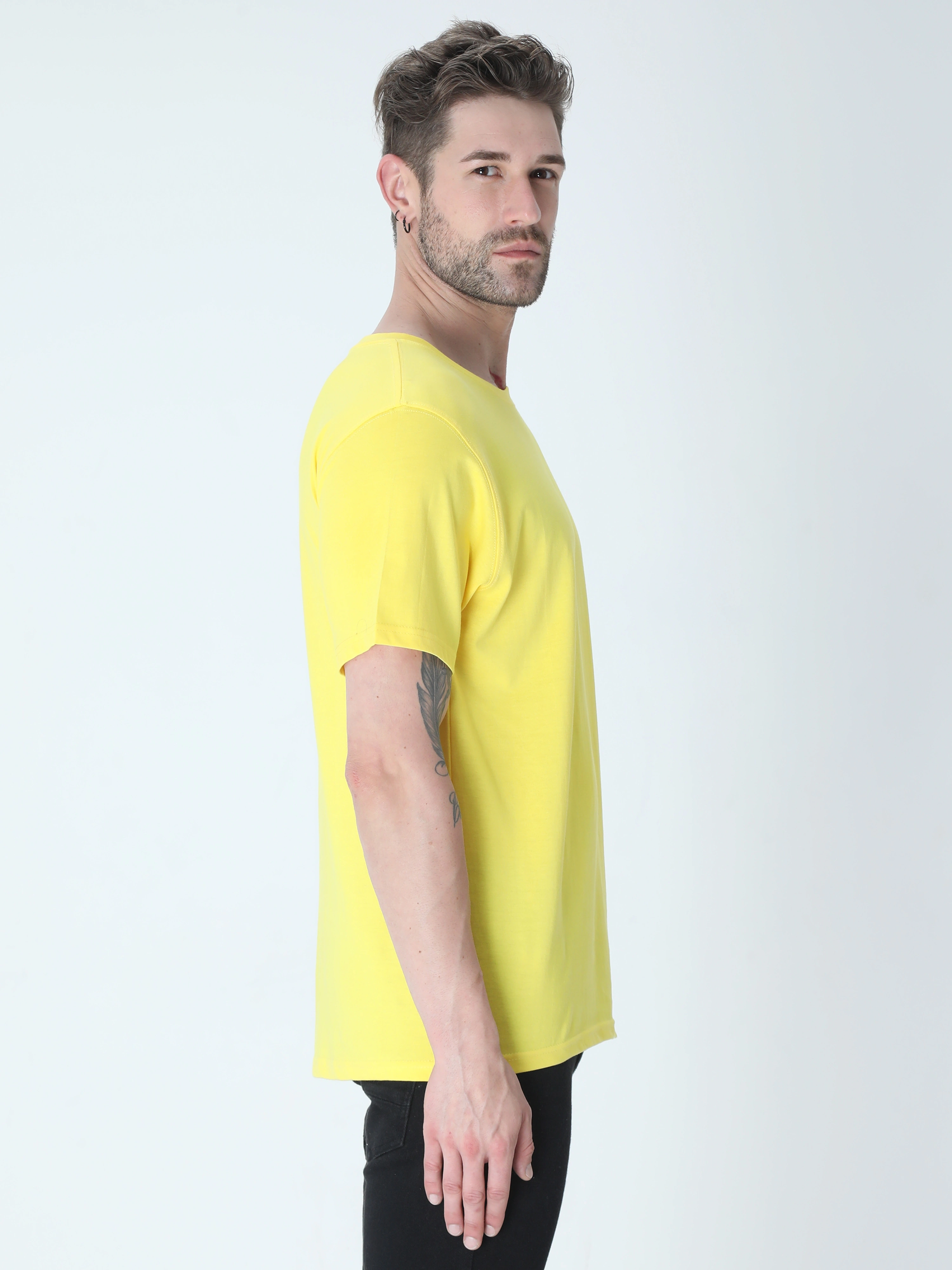 Round Neck Half Sleeve Classic-New Yellow-S-1