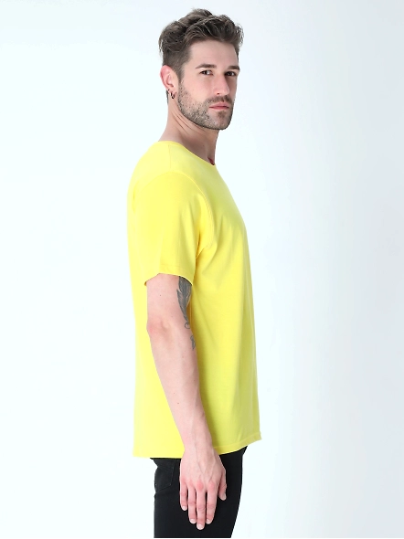 Round Neck Half Sleeve Classic-New Yellow-S-1