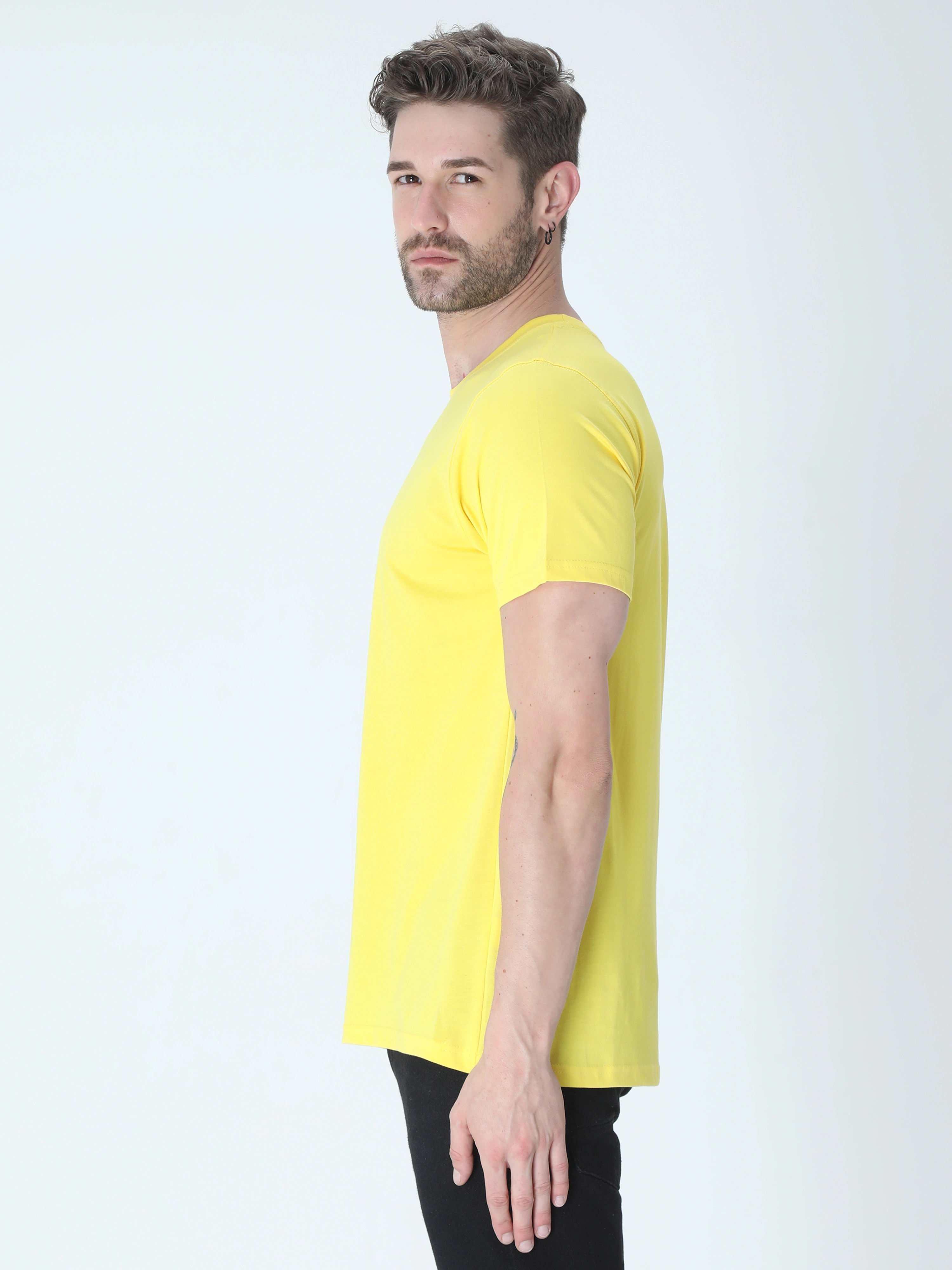 Round Neck Half Sleeve Classic-New Yellow-M-2