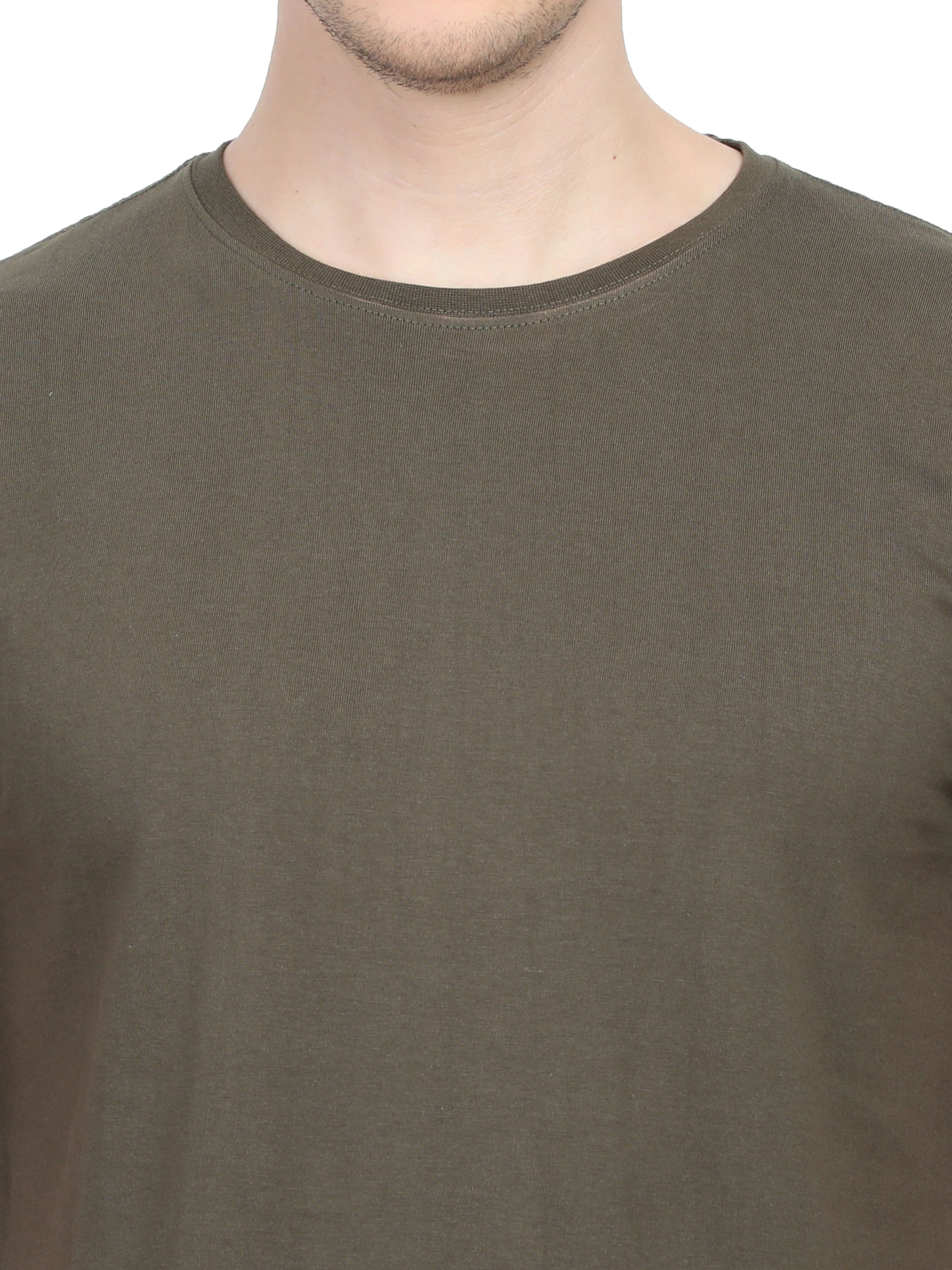 Round Neck Half Sleeve Classic-Olive Green-S-4