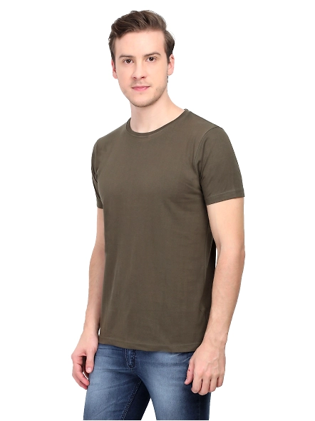 Round Neck Half Sleeve Classic-Olive Green-M-1