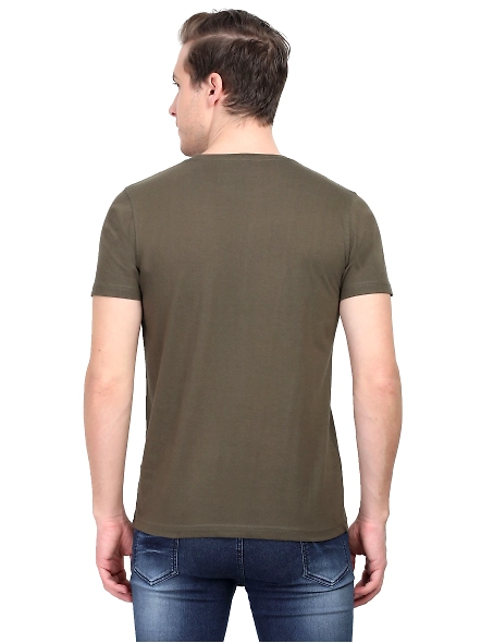Round Neck Half Sleeve Classic-Olive Green-M-3
