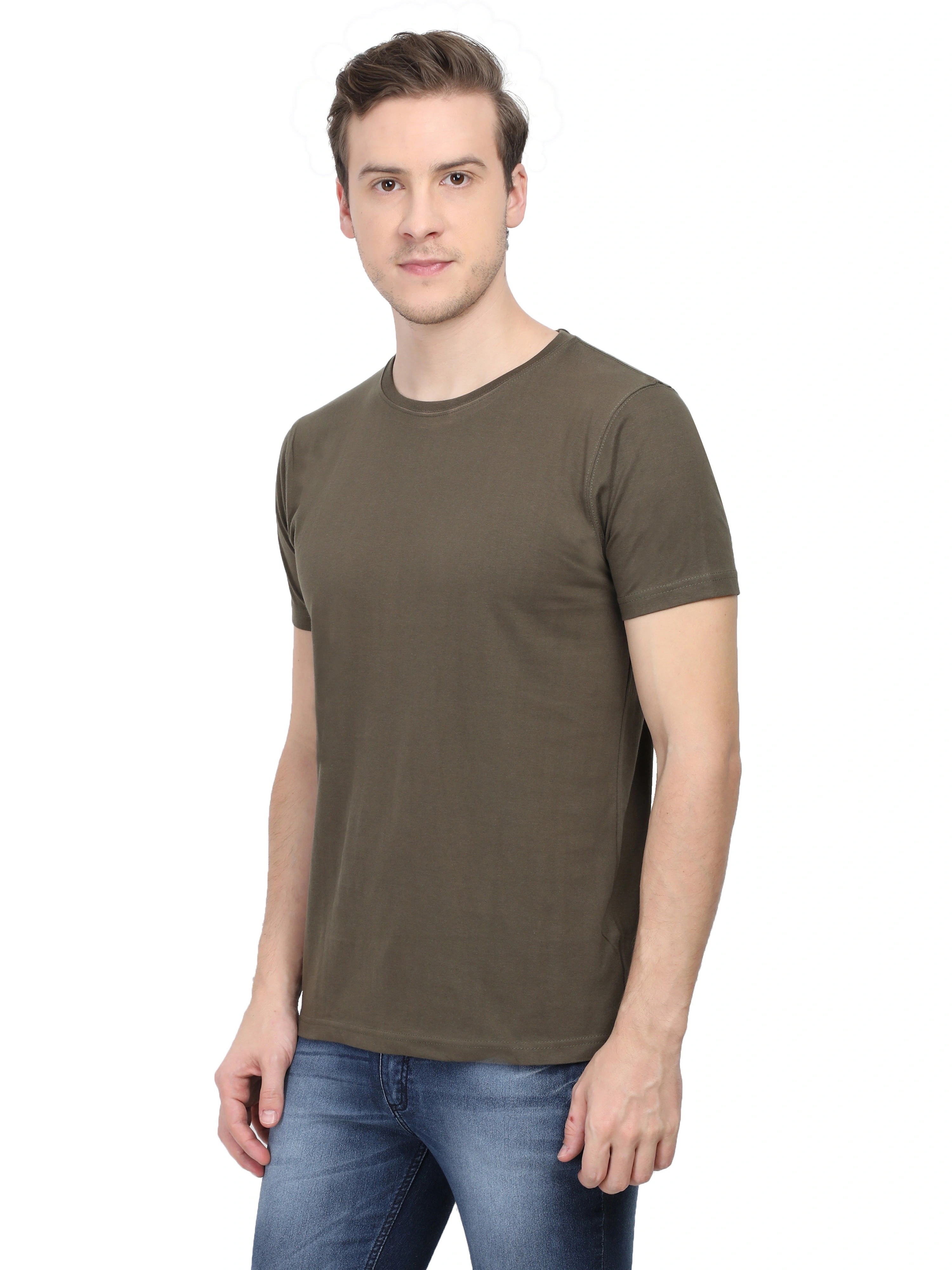 Round Neck Half Sleeve Classic-Olive Green-XXL-1