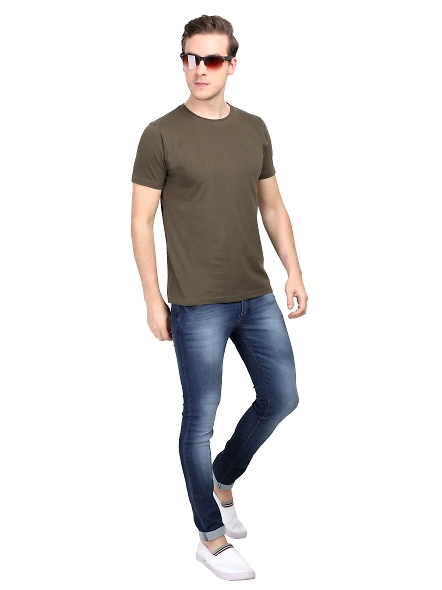 Round Neck Half Sleeve Classic-Olive Green-3XL-5