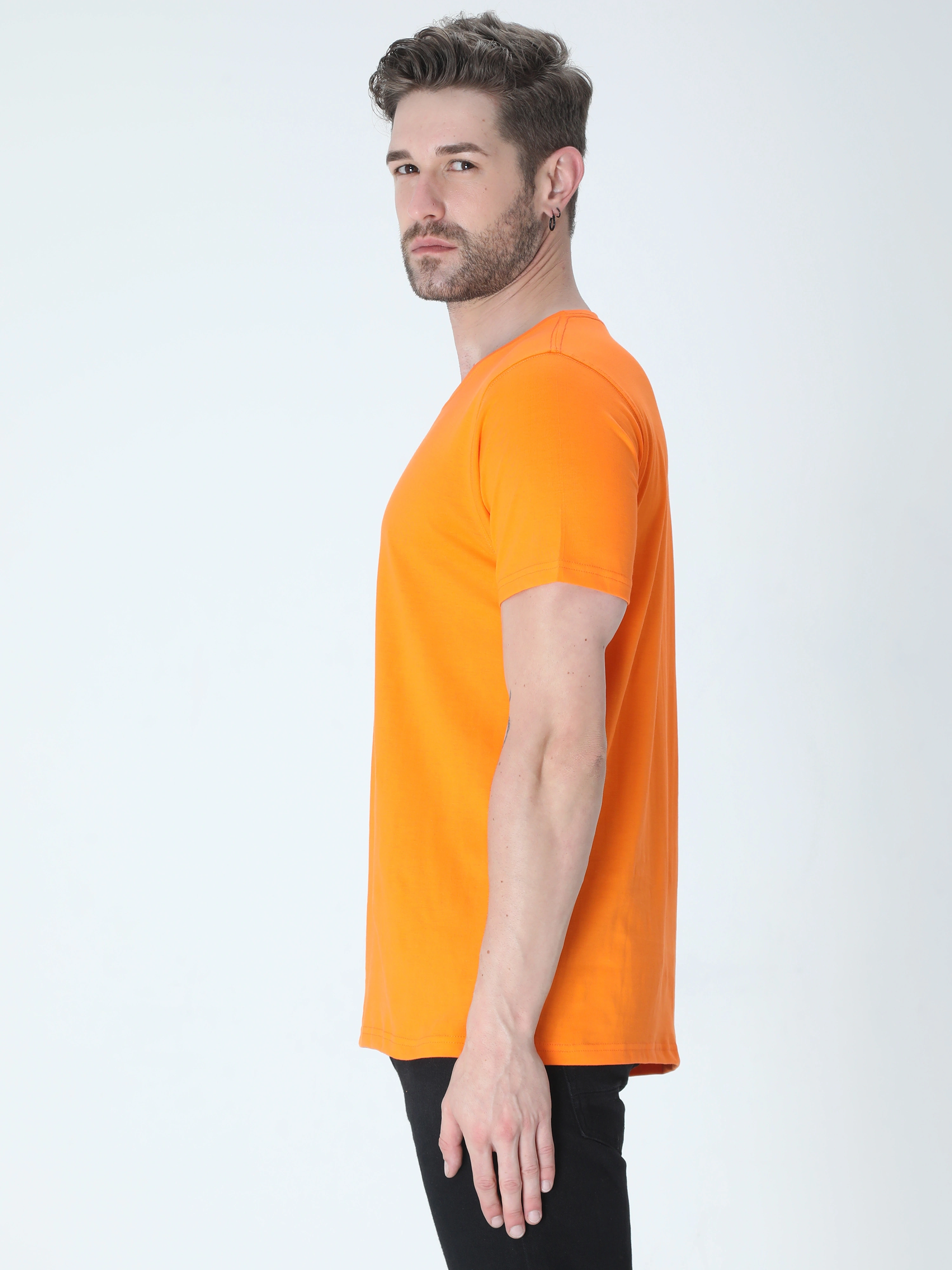 Round Neck Half Sleeve Classic-Orange-M-1