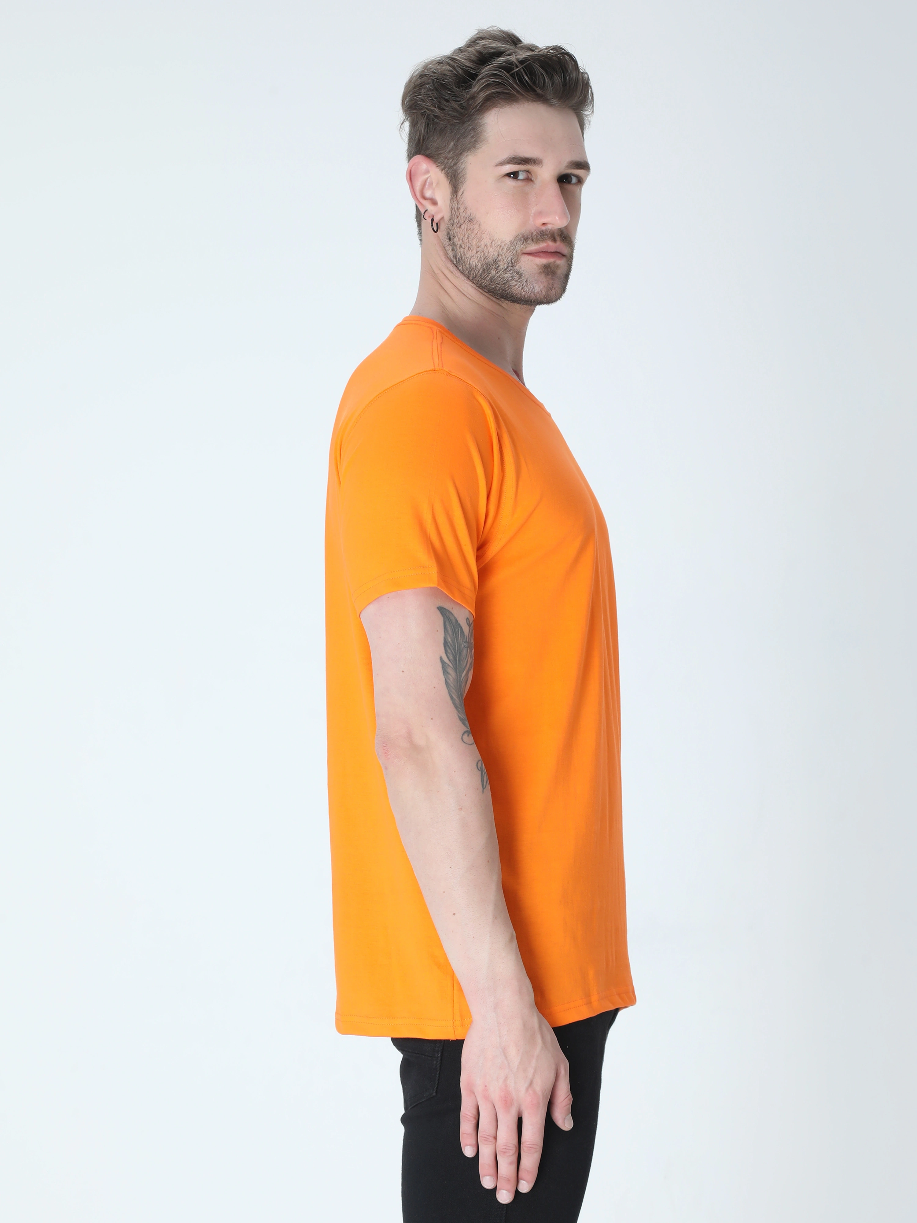 Round Neck Half Sleeve Classic-Orange-M-2