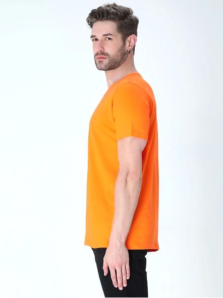 Round Neck Half Sleeve Classic-Orange-L-1