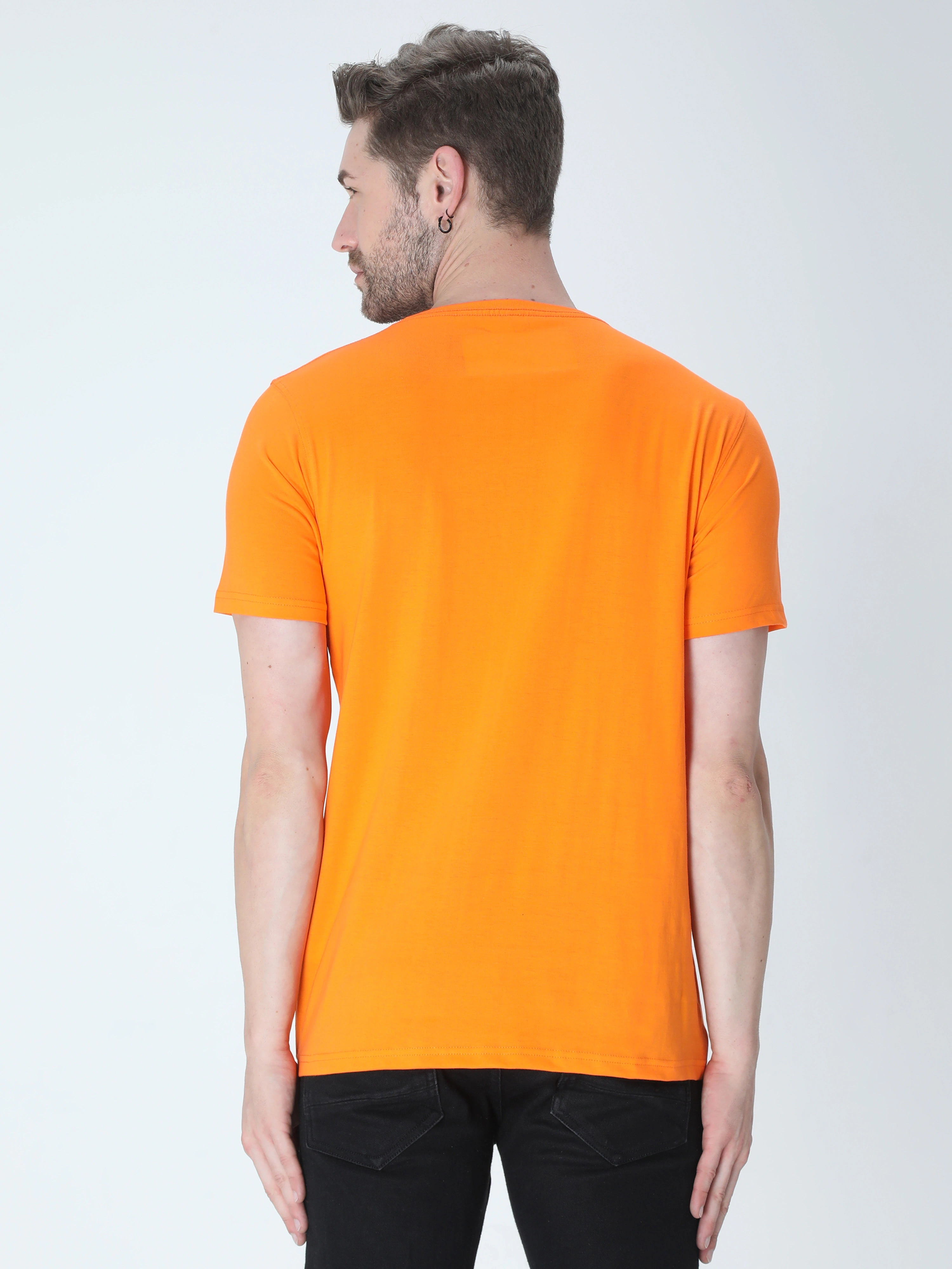 Round Neck Half Sleeve Classic-Orange-L-3