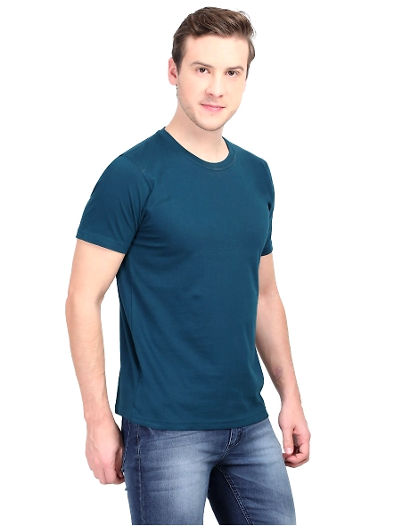 Round Neck Half Sleeve Classic-Petrol Blue-S-2