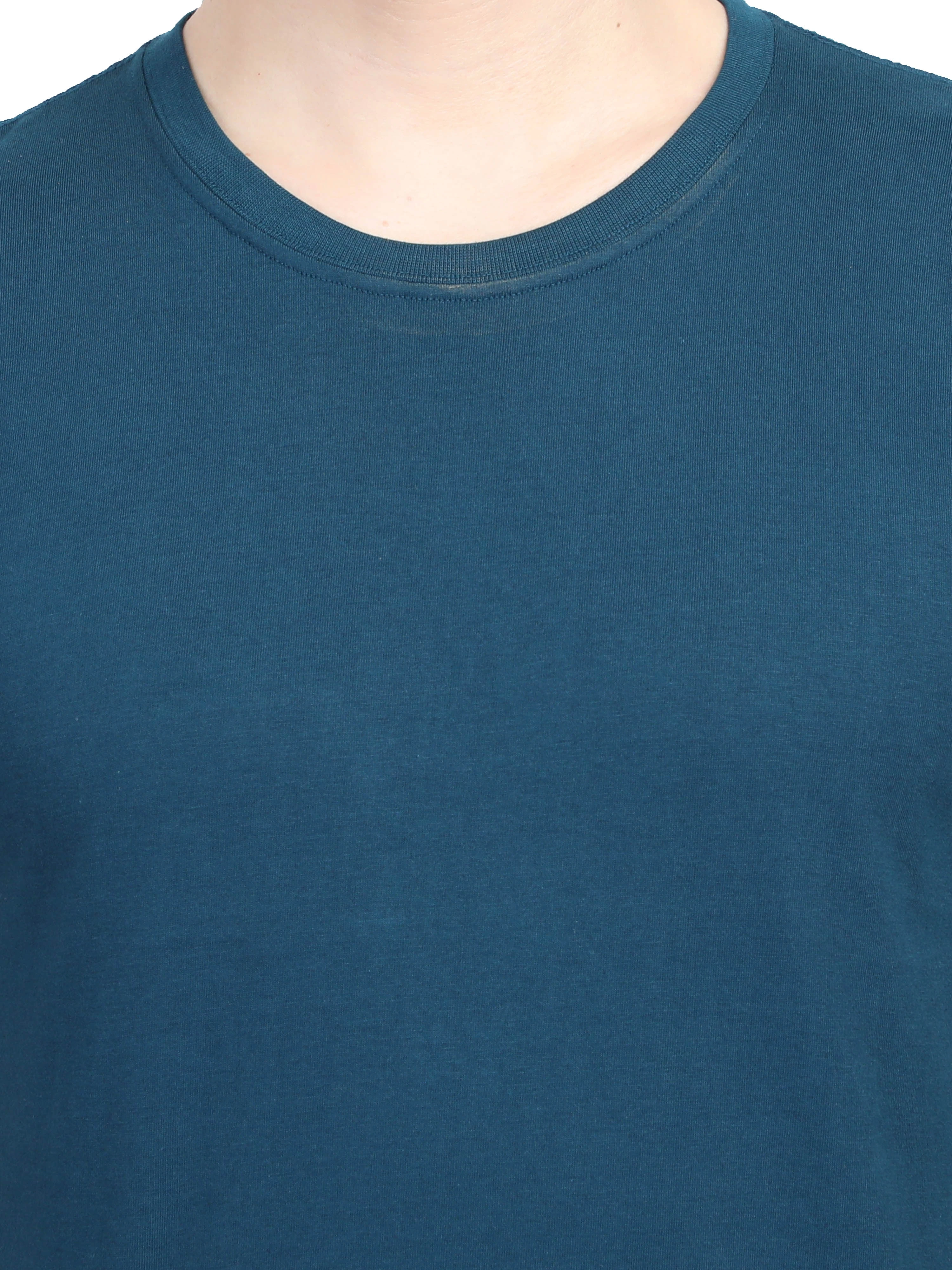 Round Neck Half Sleeve Classic-Petrol Blue-M-4