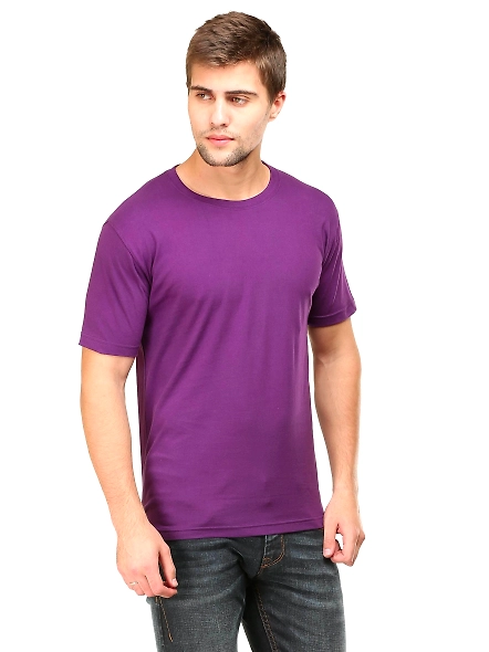 Round Neck Half Sleeve Classic-Purple-S-2