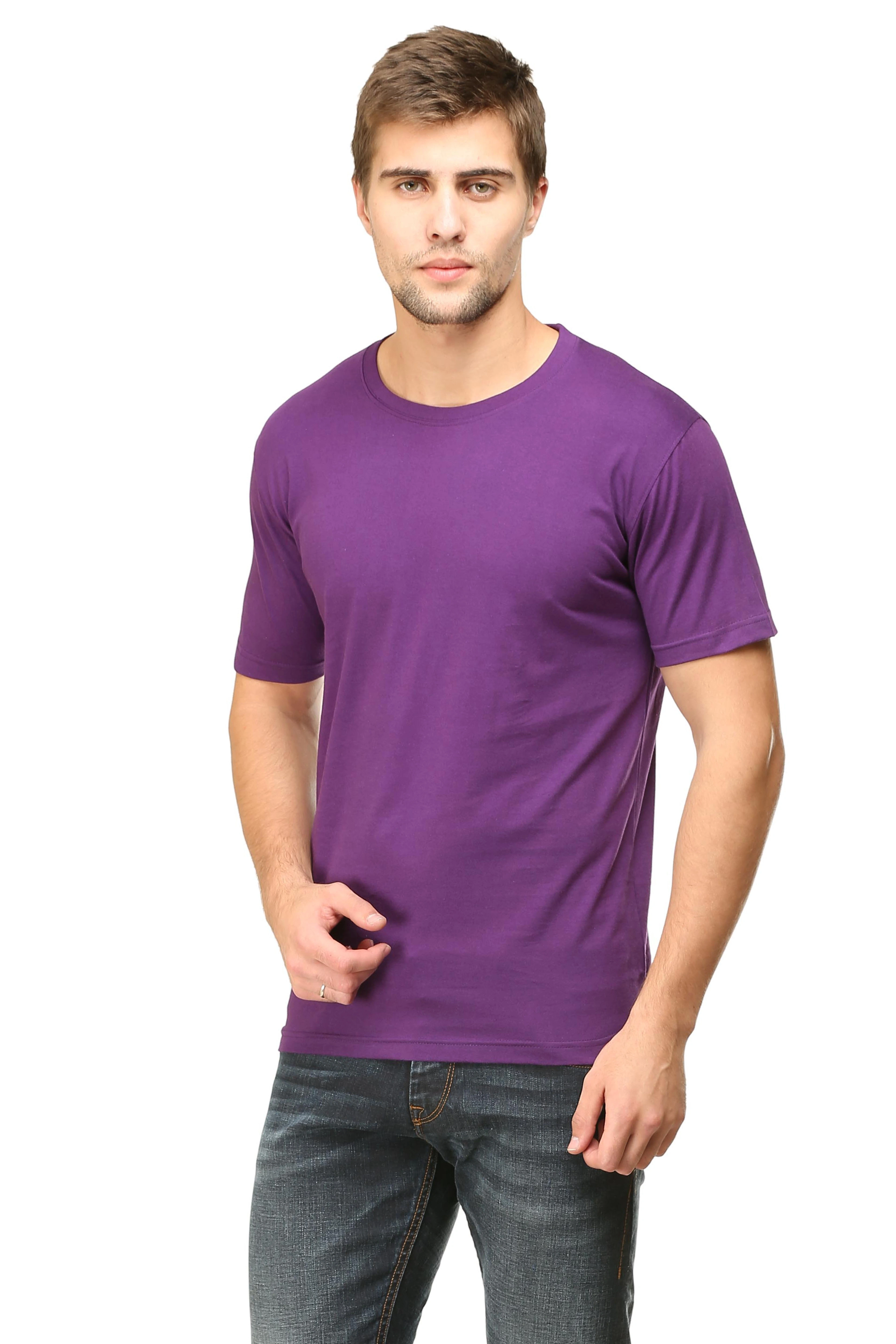 Round Neck Half Sleeve Classic-Purple-M-3