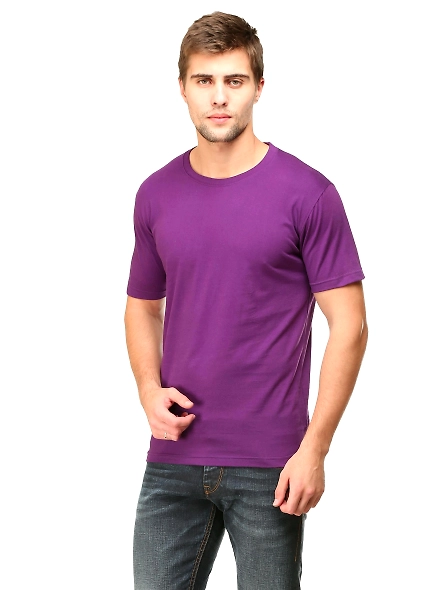 Round Neck Half Sleeve Classic-Purple-M-3