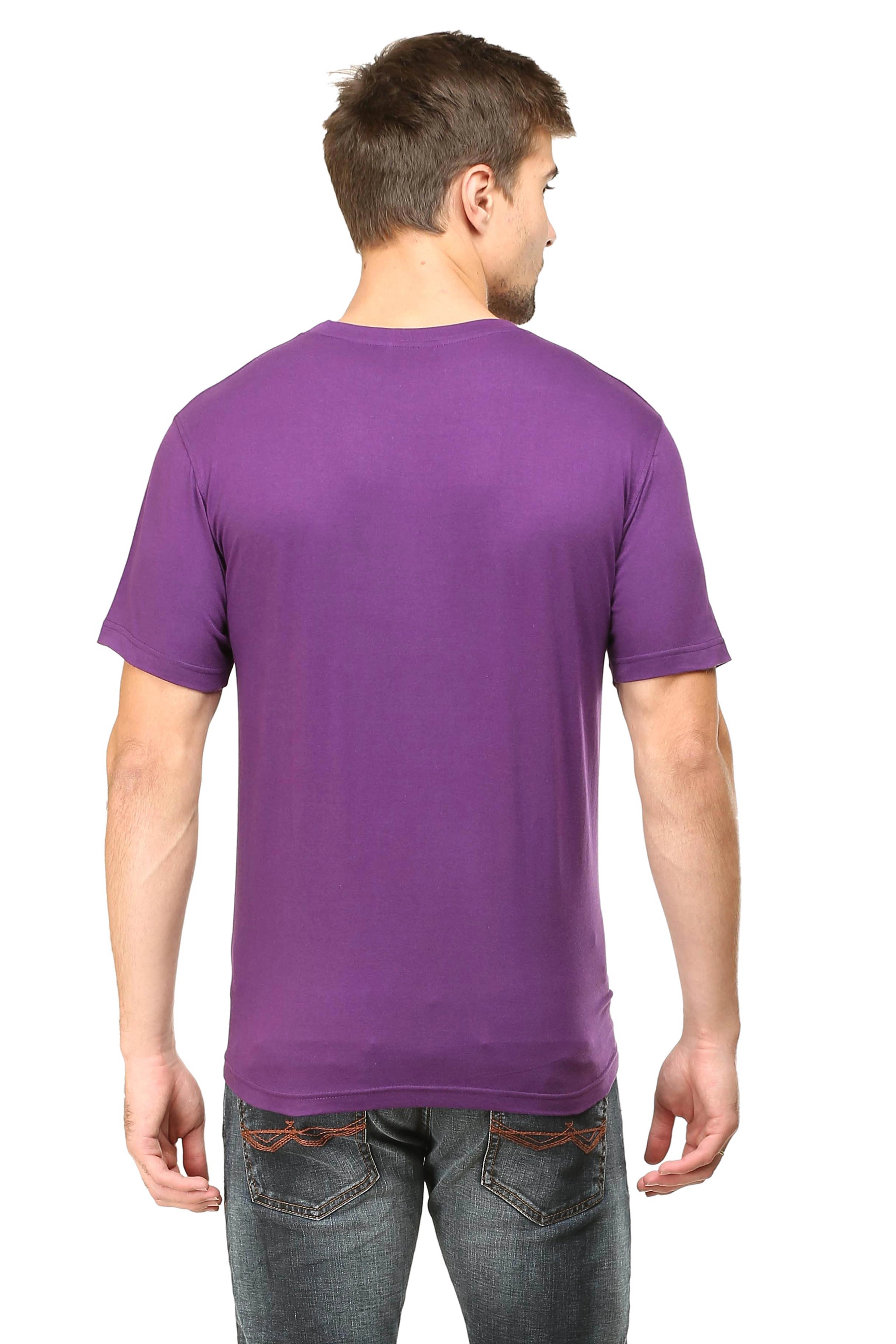 Round Neck Half Sleeve Classic-Purple-M-5