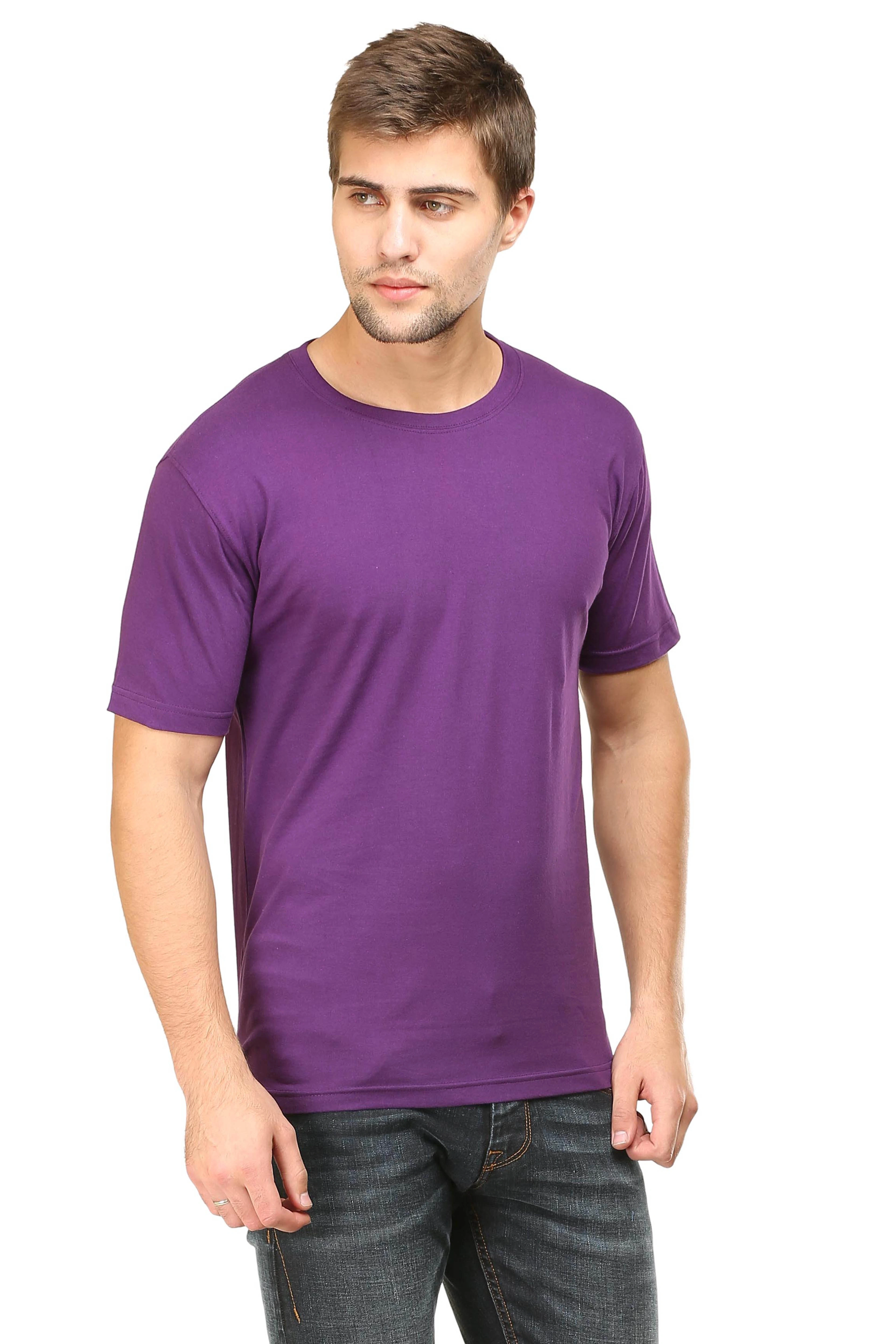 Round Neck Half Sleeve Classic-Purple-XL-2