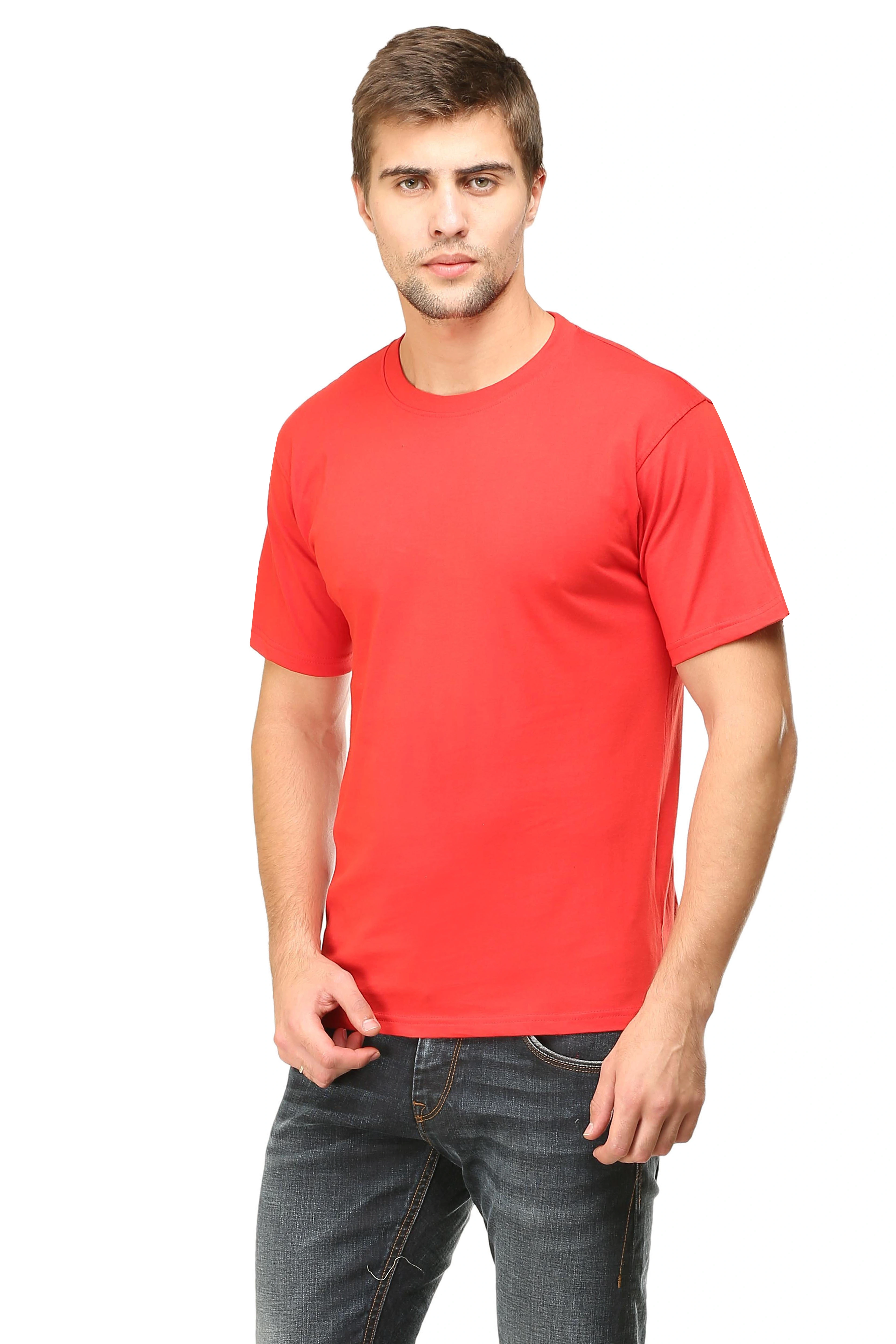 Round Neck Half Sleeve Classic-Red-M-3