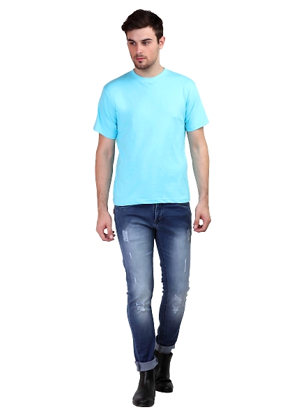 Round Neck Half Sleeve Classic-SkyBlue-S-1