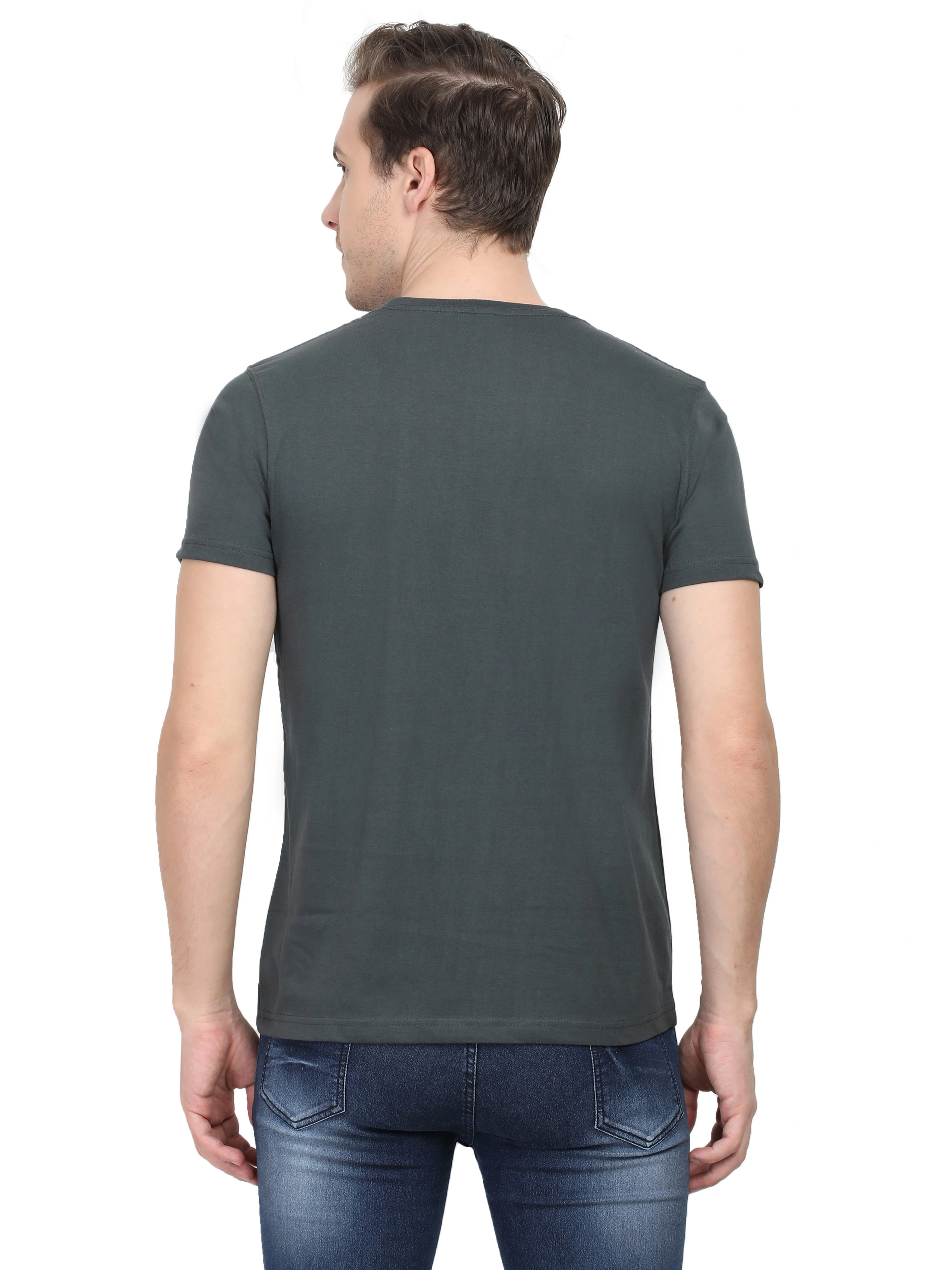 Round Neck Half Sleeve Classic-Steel Grey-S-3