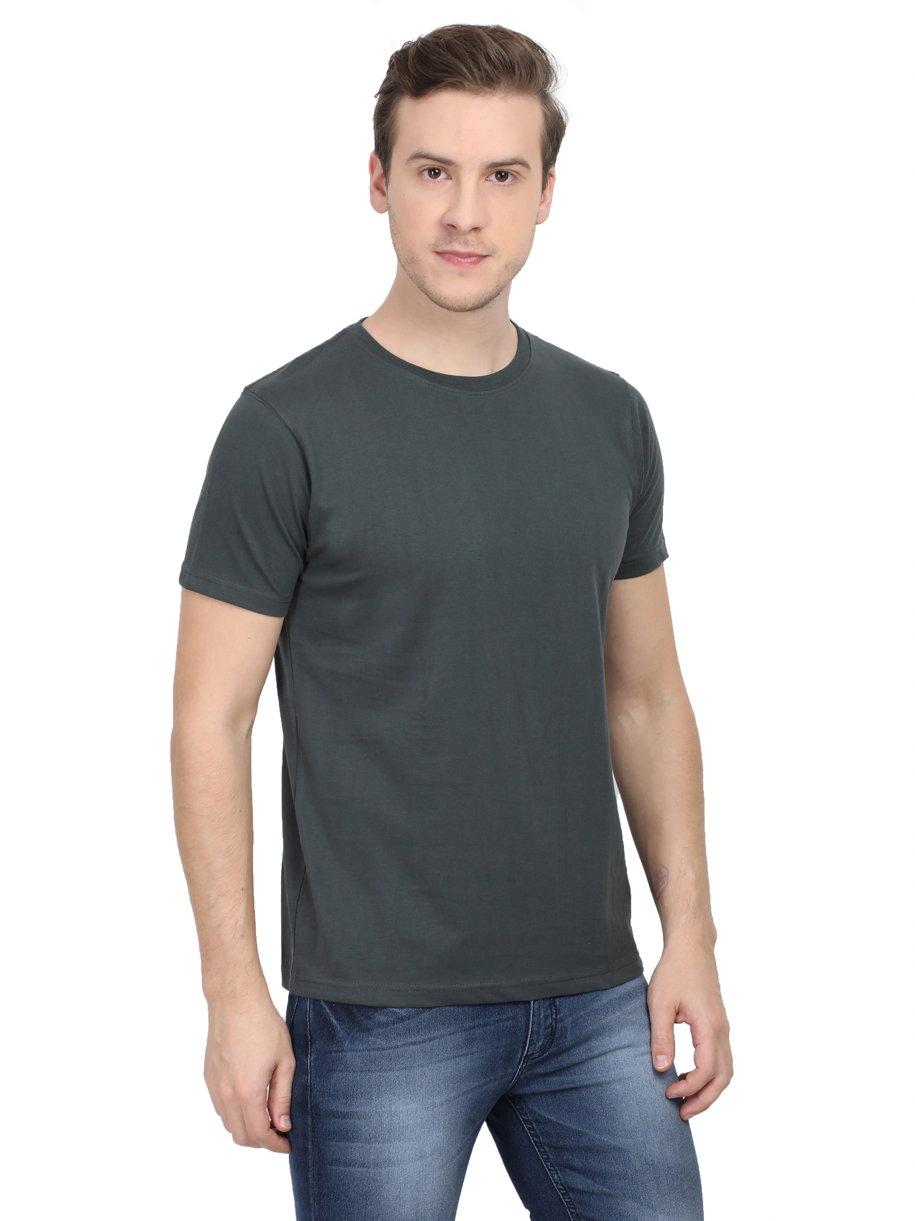 Round Neck Half Sleeve Classic-Steel Grey-XXL-2