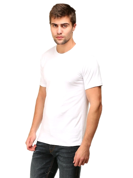 Round Neck Half Sleeve Classic-MRnHs-Wh-L